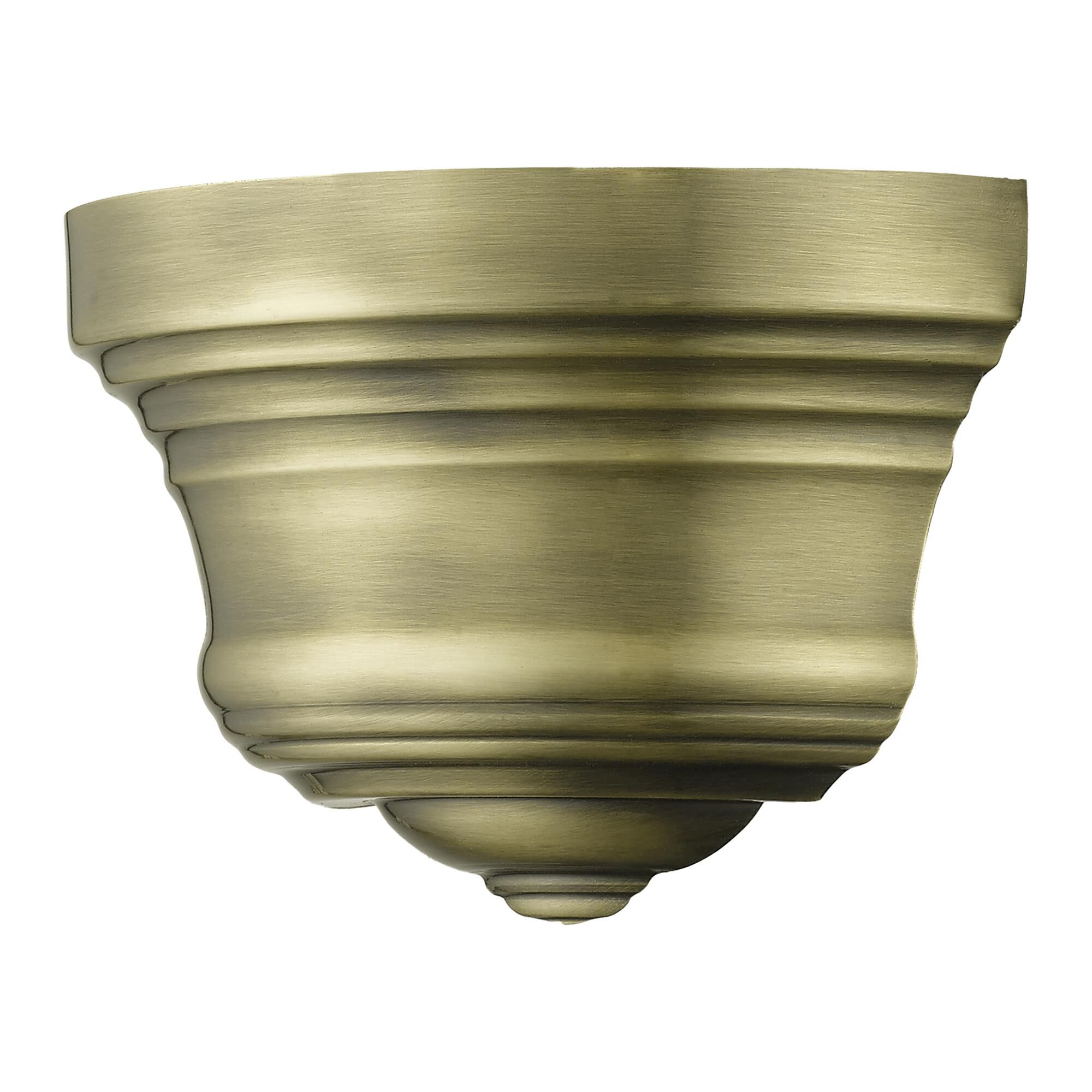 Shown in Antique Brass finish and Antique Brass Steel With Shiny White Finish Inside shade