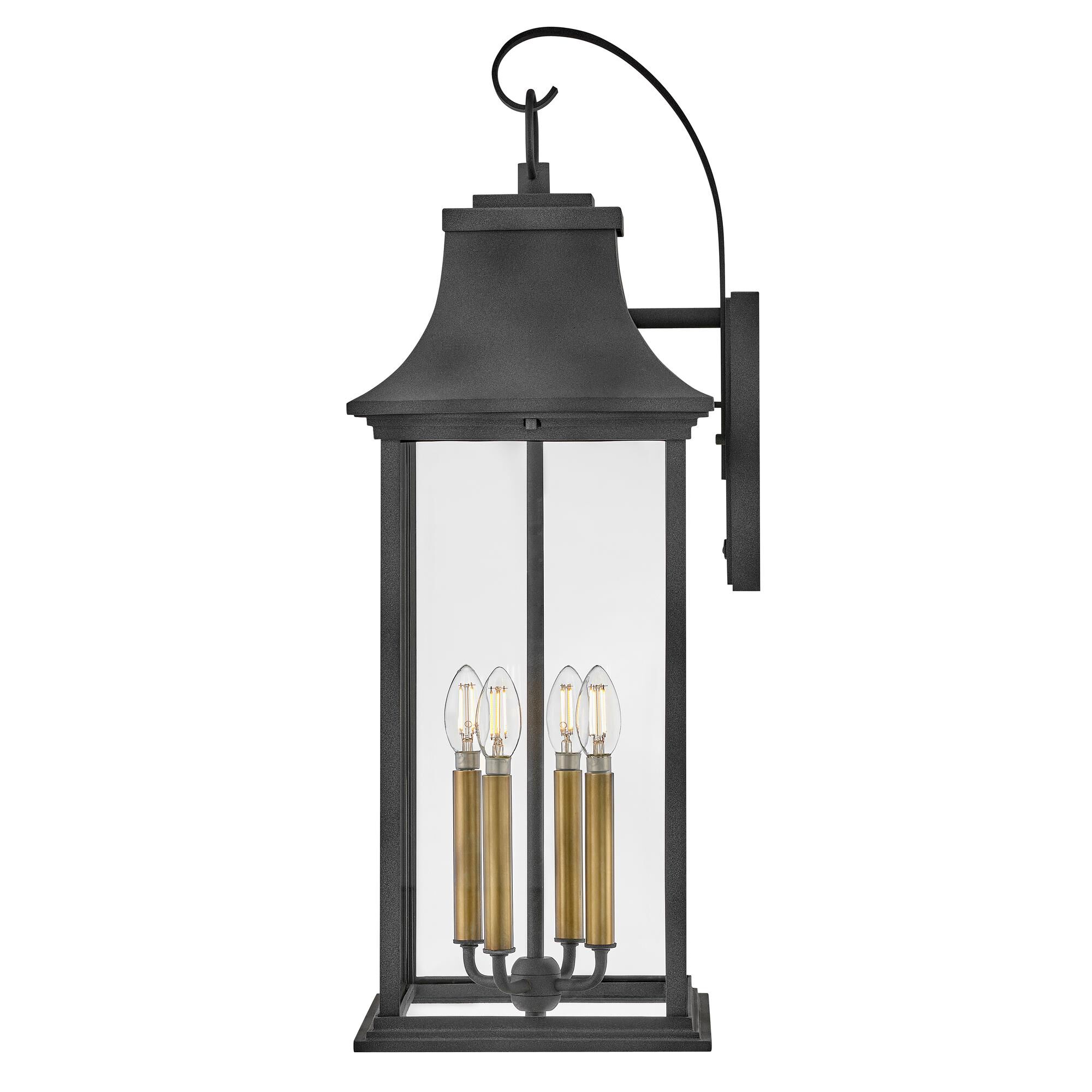 Shown in Aged Zinc with Heritage Brass Accents finish and Clear glass