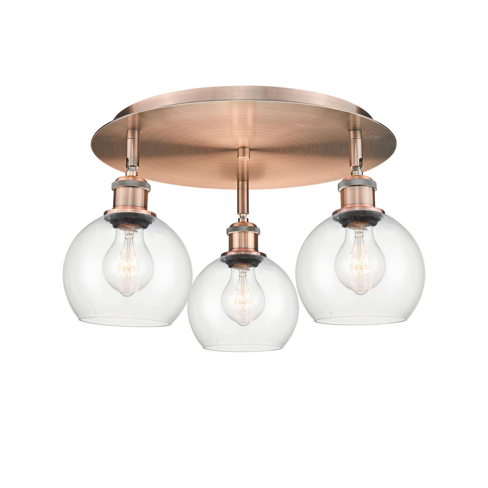 Shown in Antique Copper finish and Clear glass