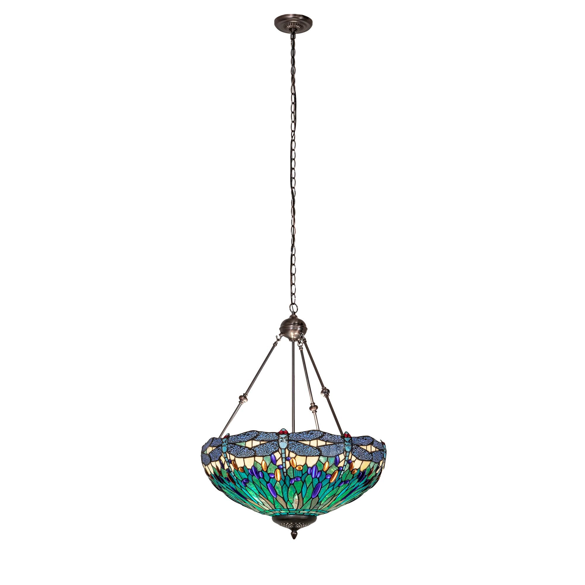 Tiffany Hanginghead Dragonfly 22 Inch Large Pendant by Meyda Lighting