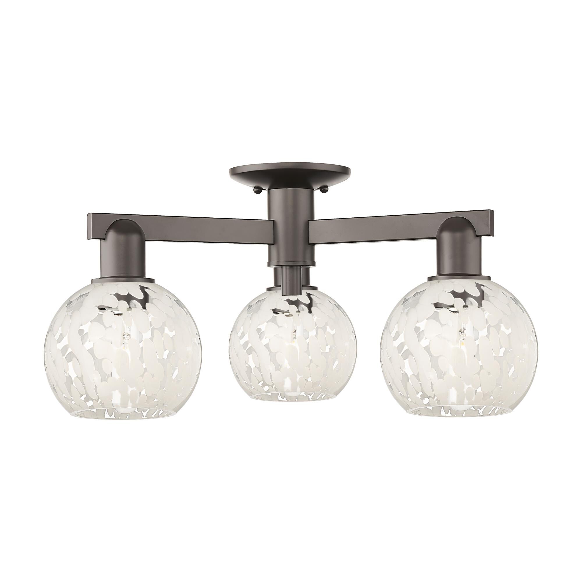 Shown in Oil Rubbed Bronze finish and White Mouchette glass