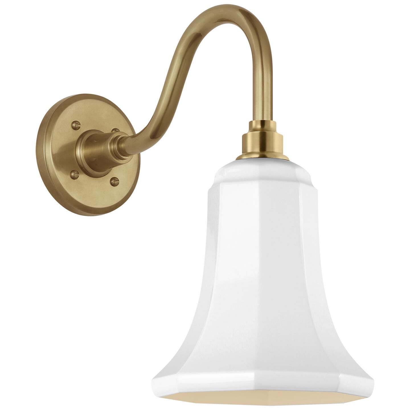 Shown in Hand-Rubbed Antique Brass finish and White Savannah shade