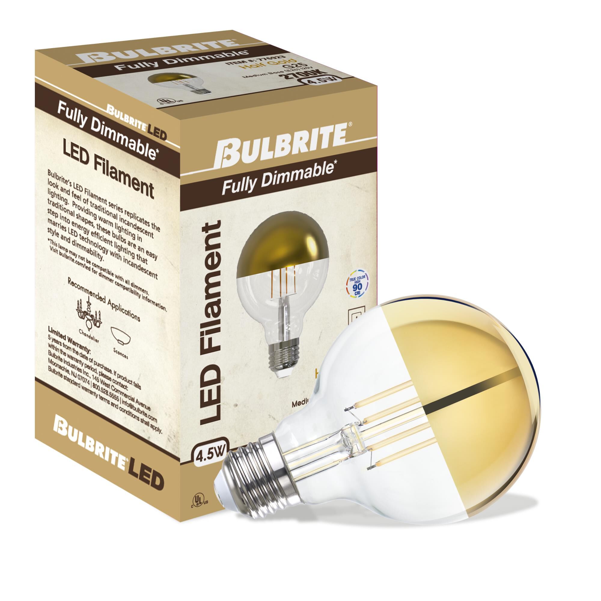 4.5 Watt 2700K G25 LED Light Bulb,