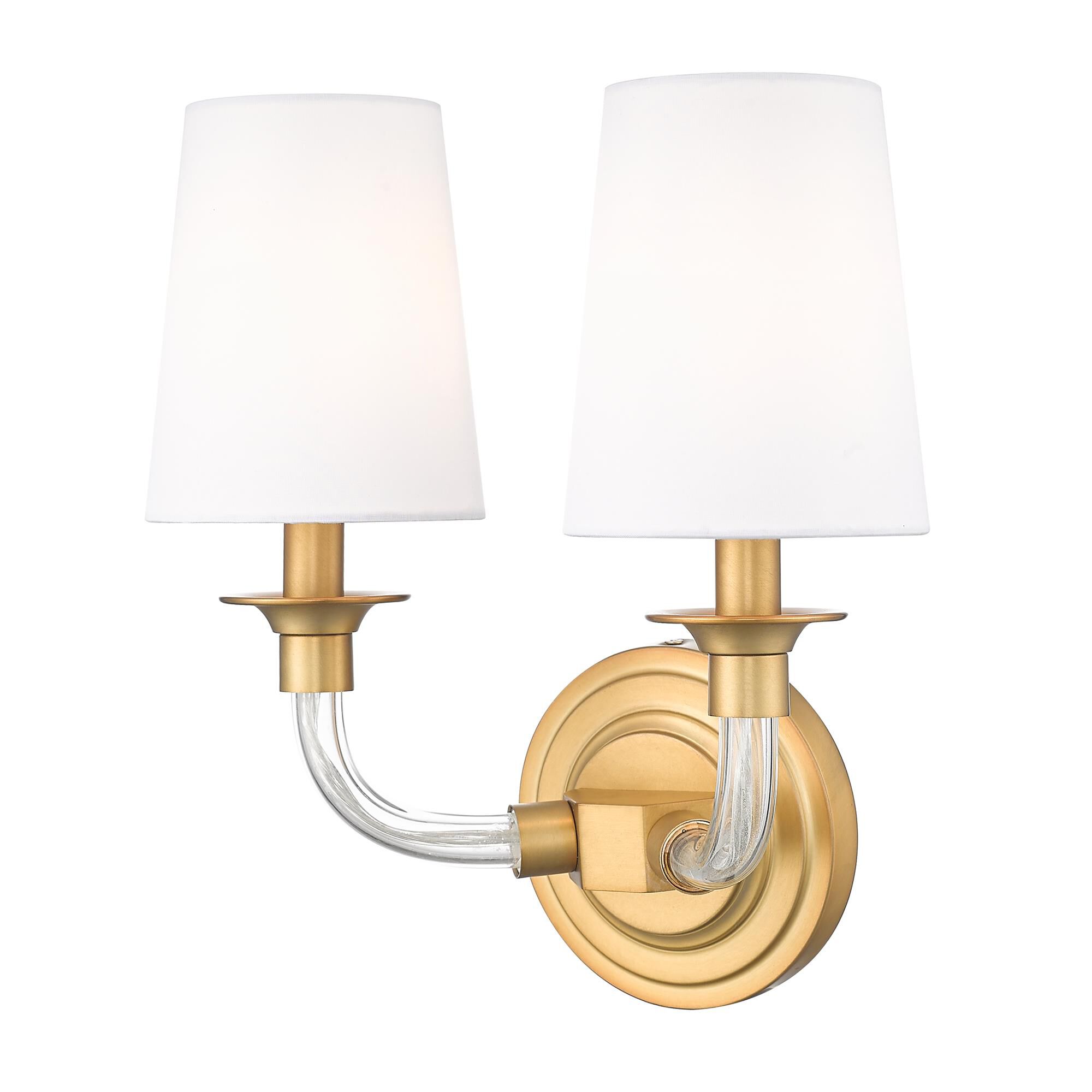 Shown in Rubbed Brass finish and White glass and White shade