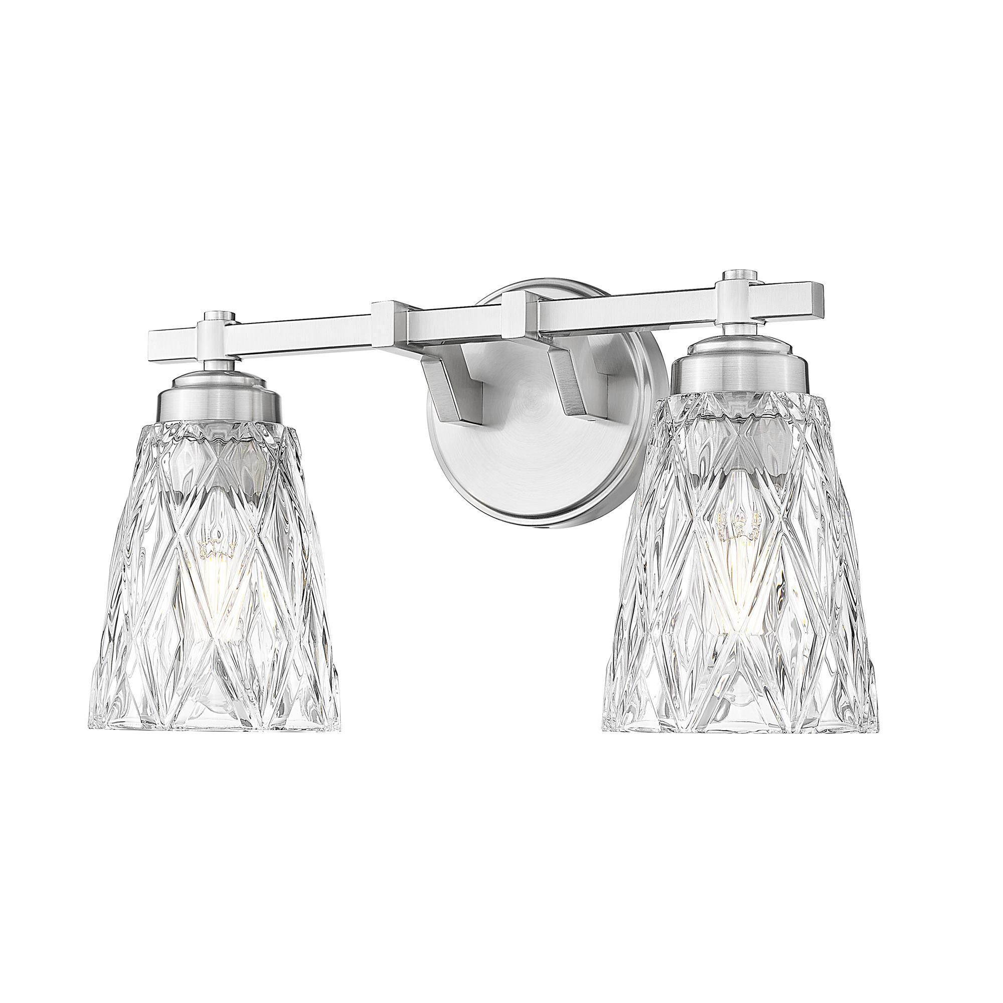 Shown in Brushed Nickel finish and Clear glass