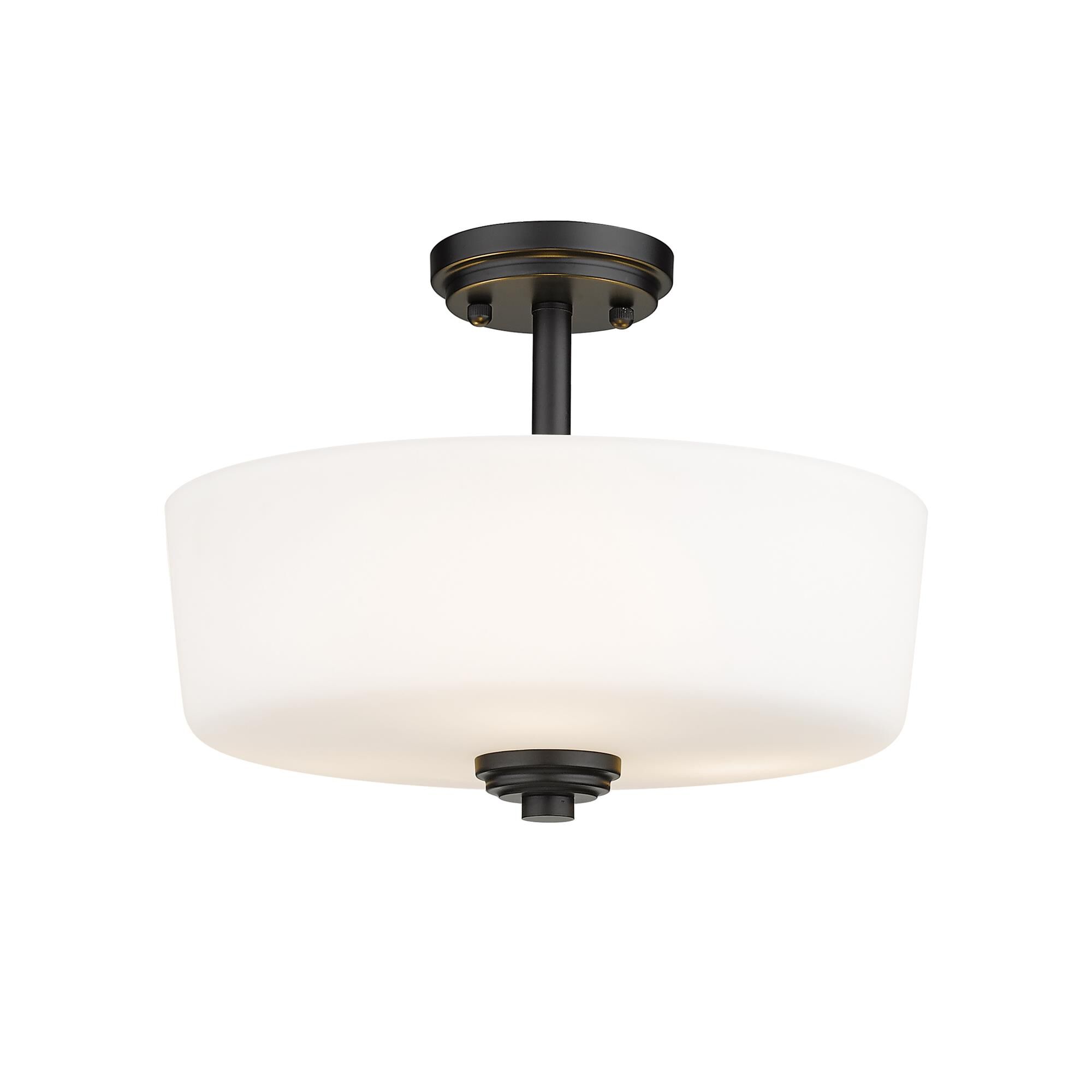 Shown in Matte Black finish and Glass shade