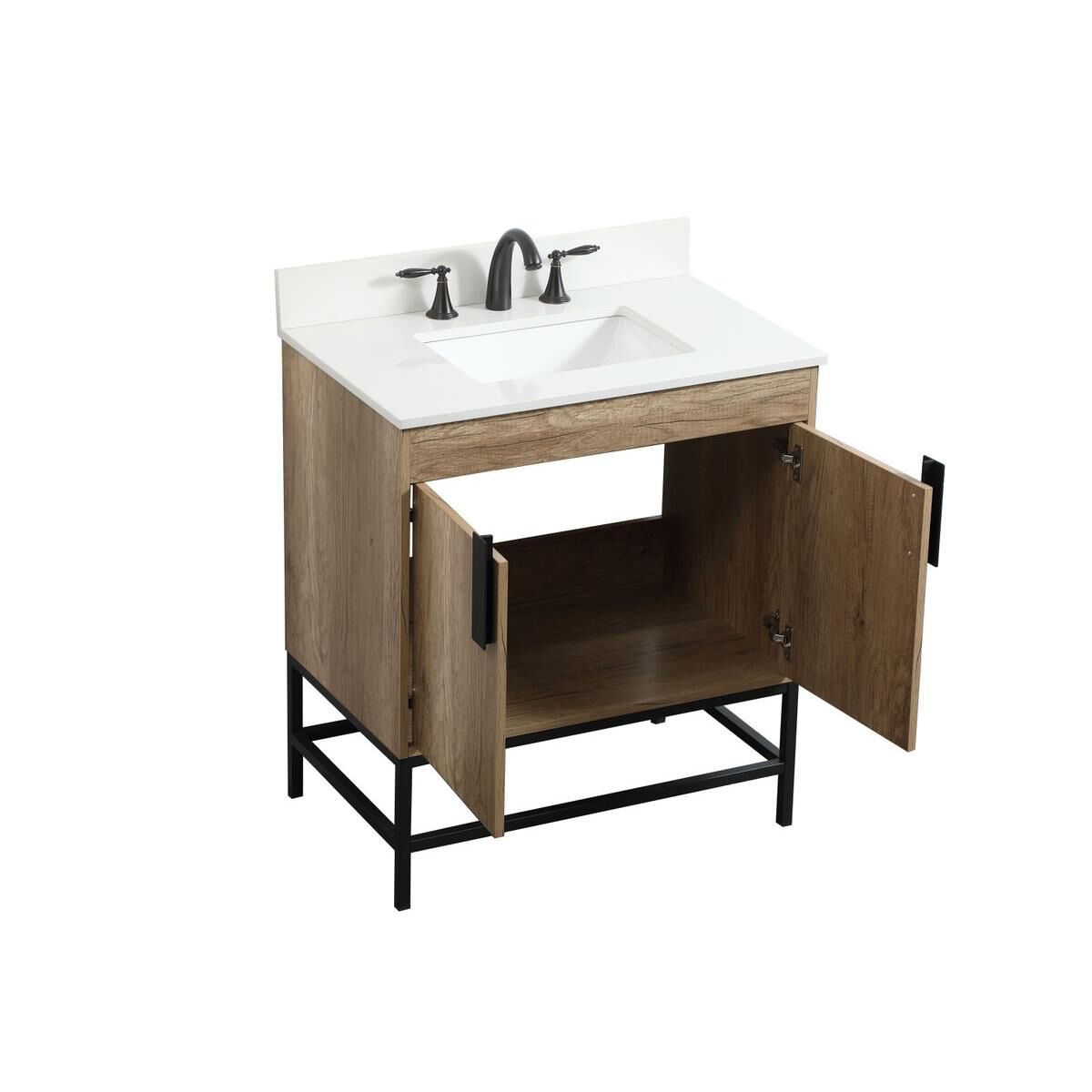 Shown in Natural Oak finish and With Backsplash accent