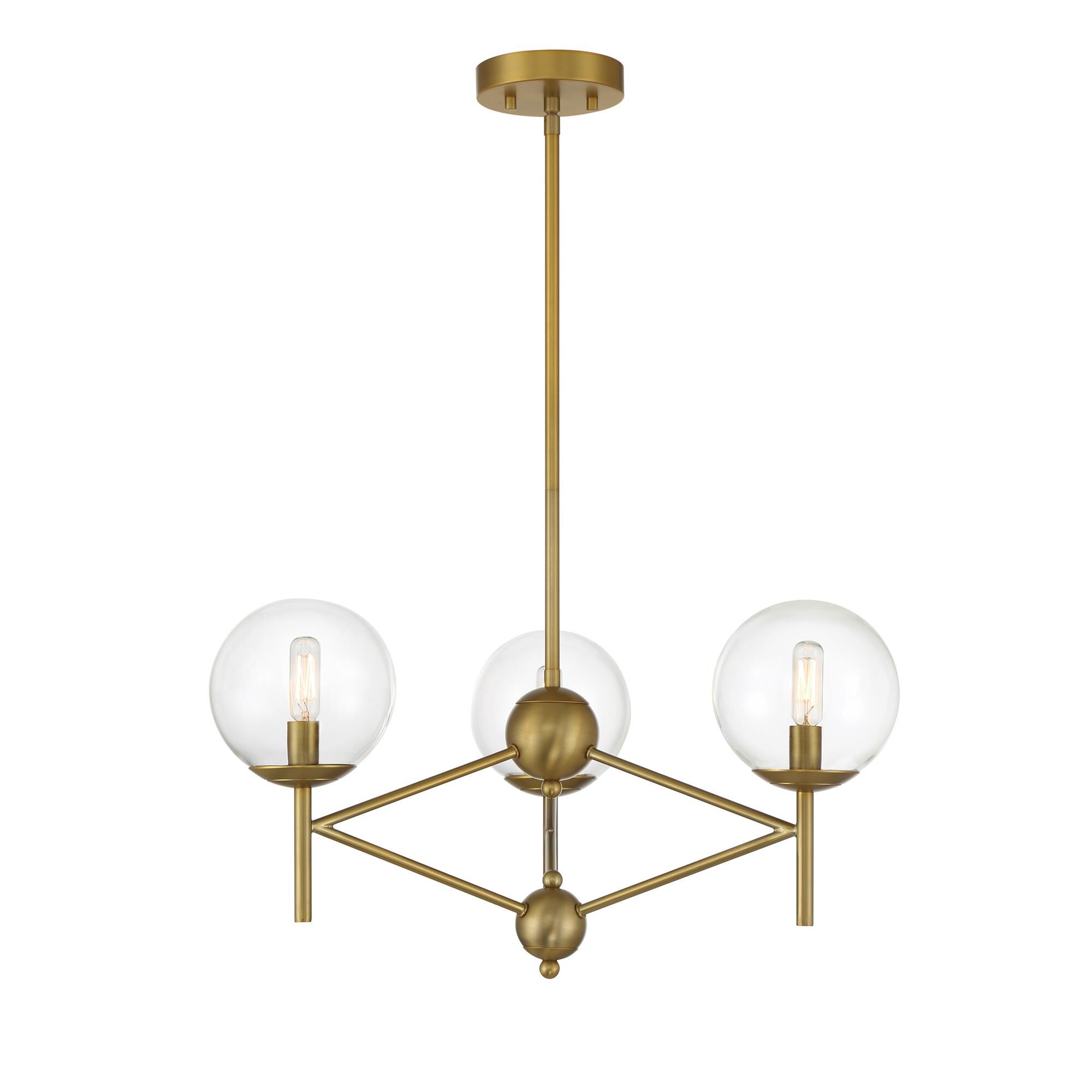 Shown in Soft Brass finish and Clear glass
