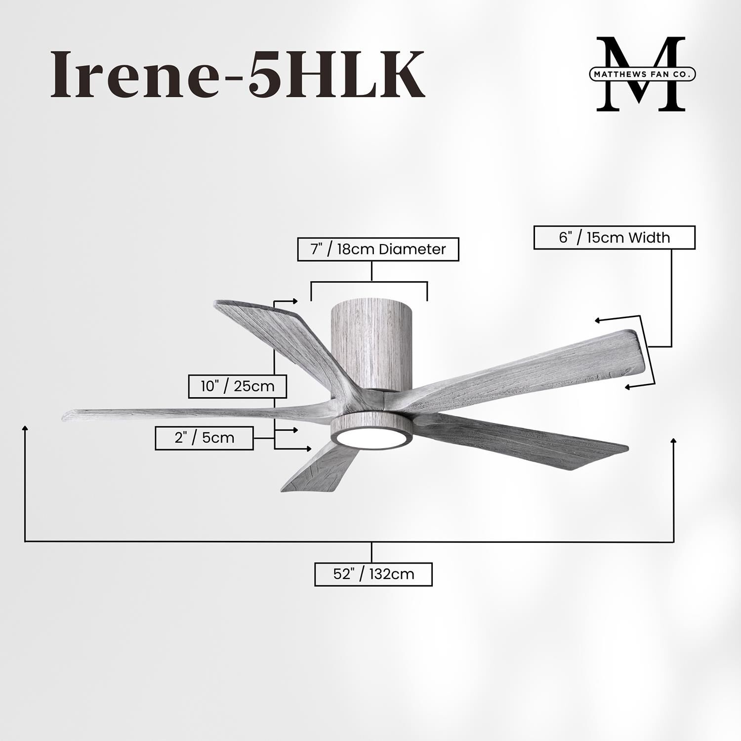 Irene 52 Inch Flush Mount Fan with Light Kit by Matthews Fan Company