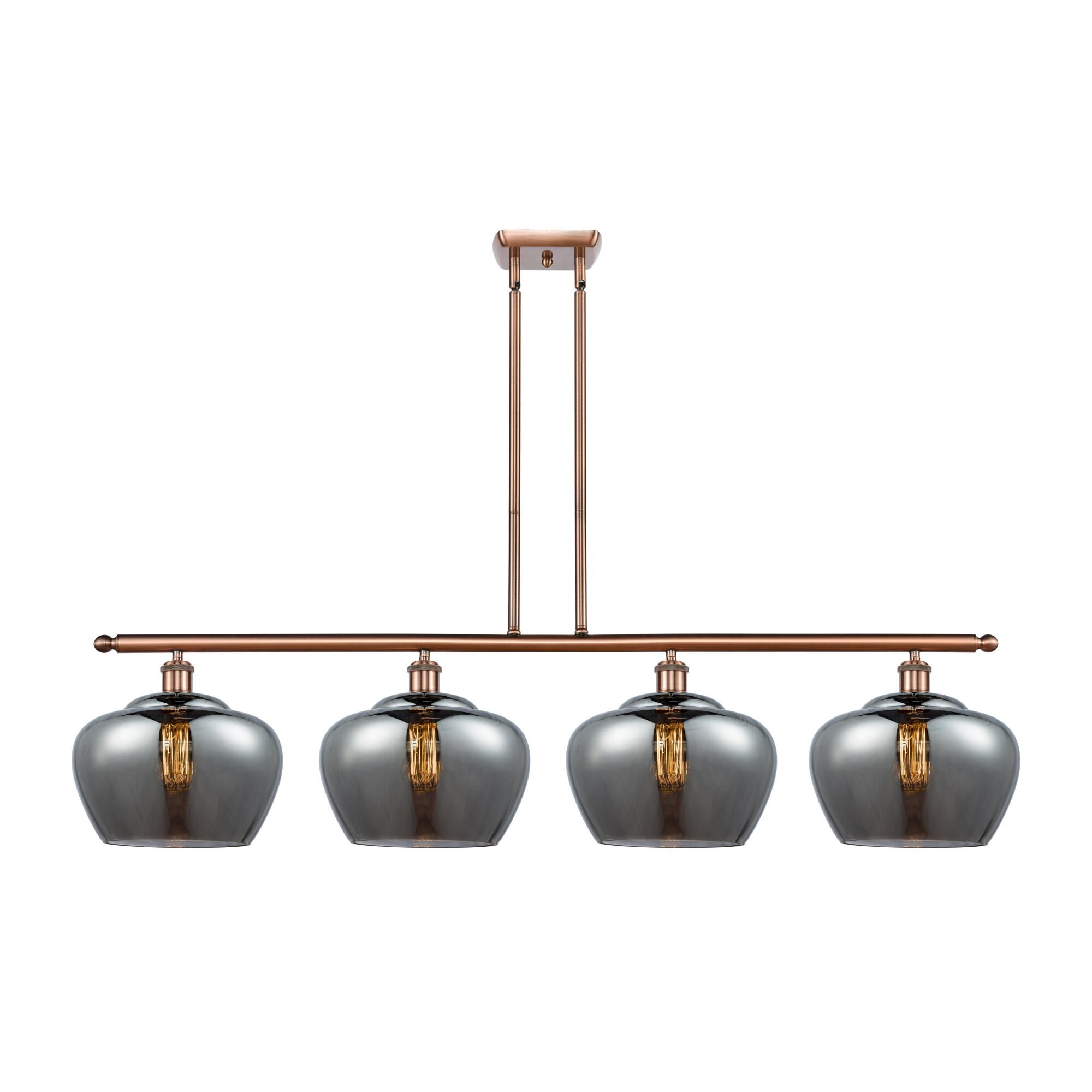 Shown in Antique Copper finish and Bowl glass and Glass shade