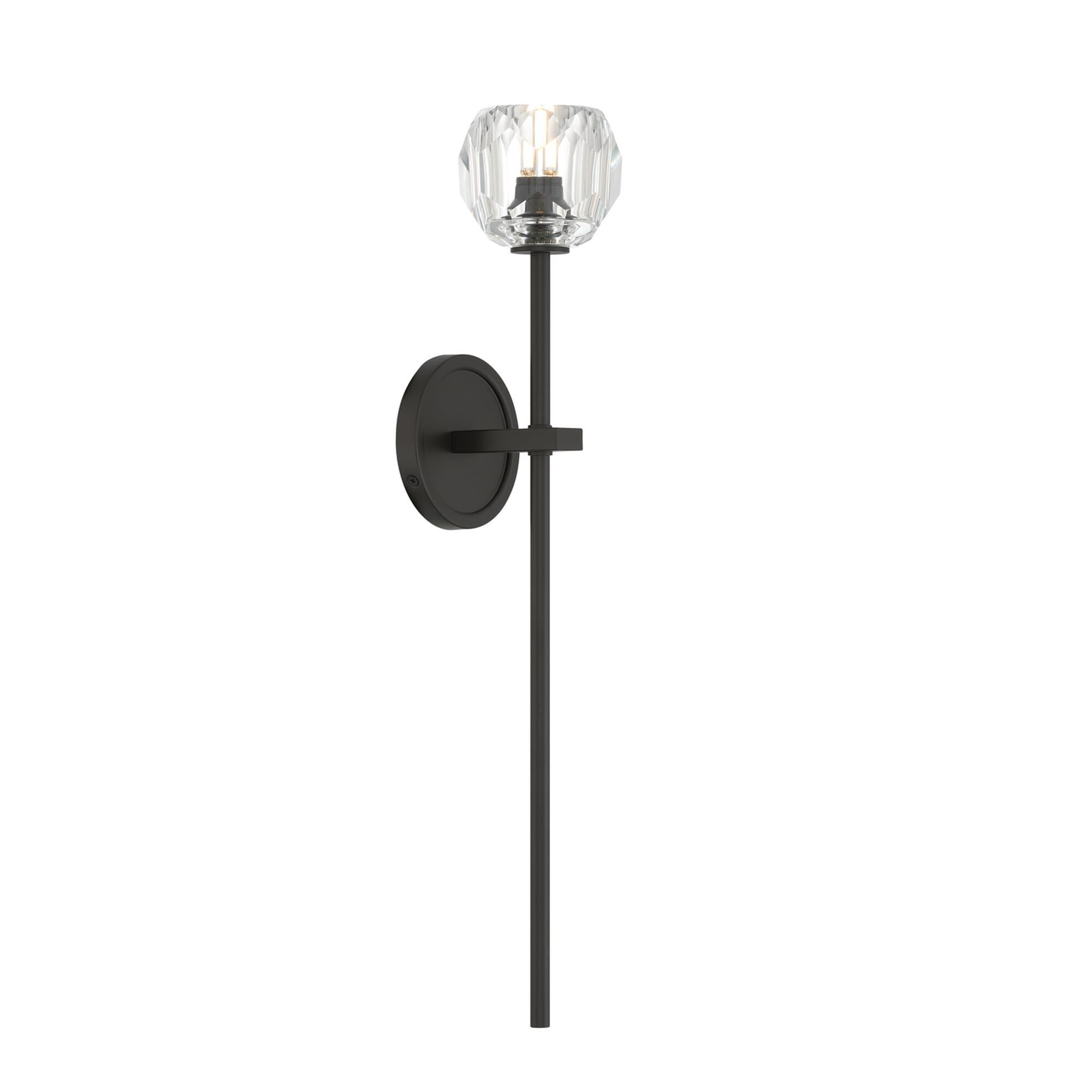 Shown in Matte Black finish and Faceted Cut crystal and Crystal glass and Crystal shade