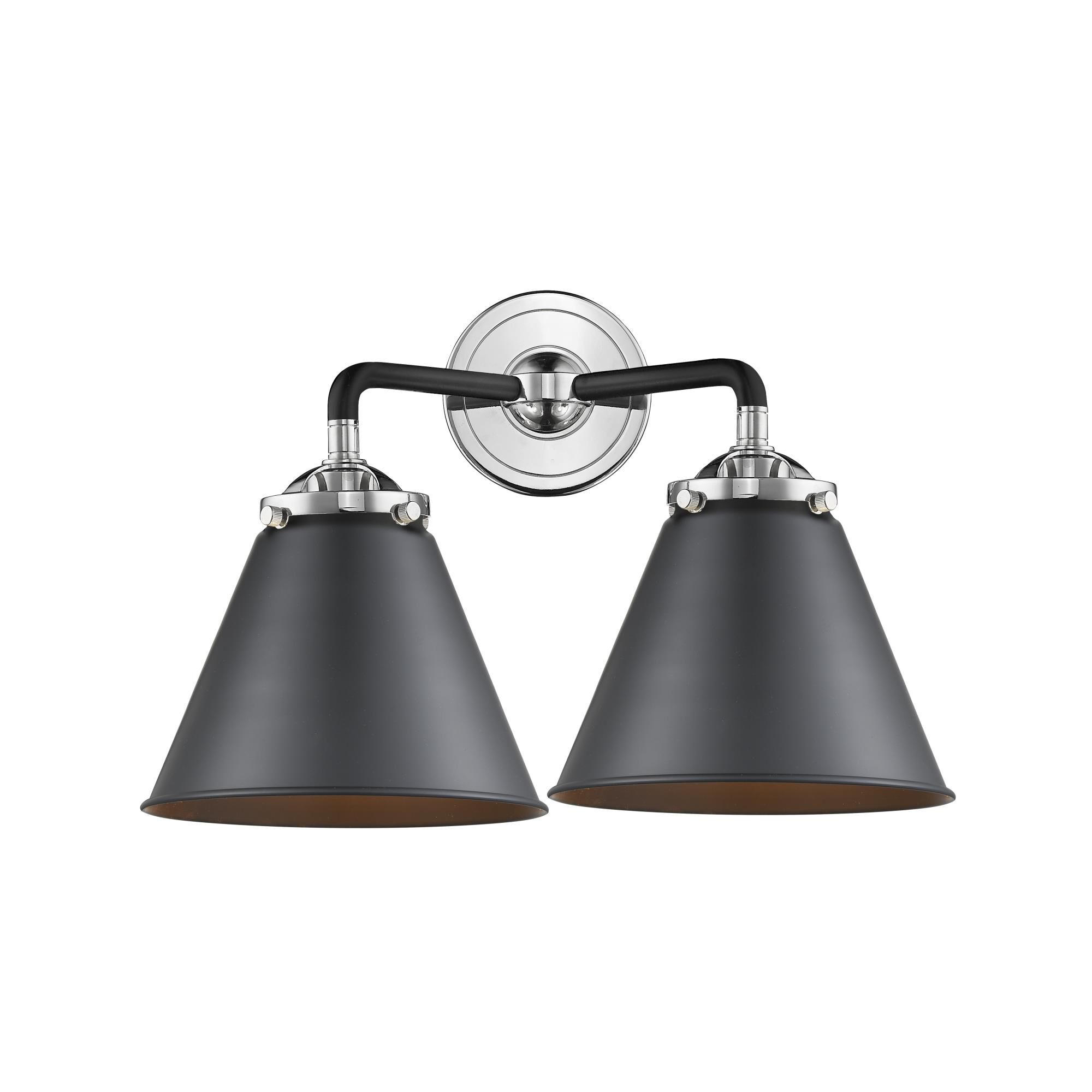 Shown in Black Polished Nickel finish and Metal - Matte Black shade