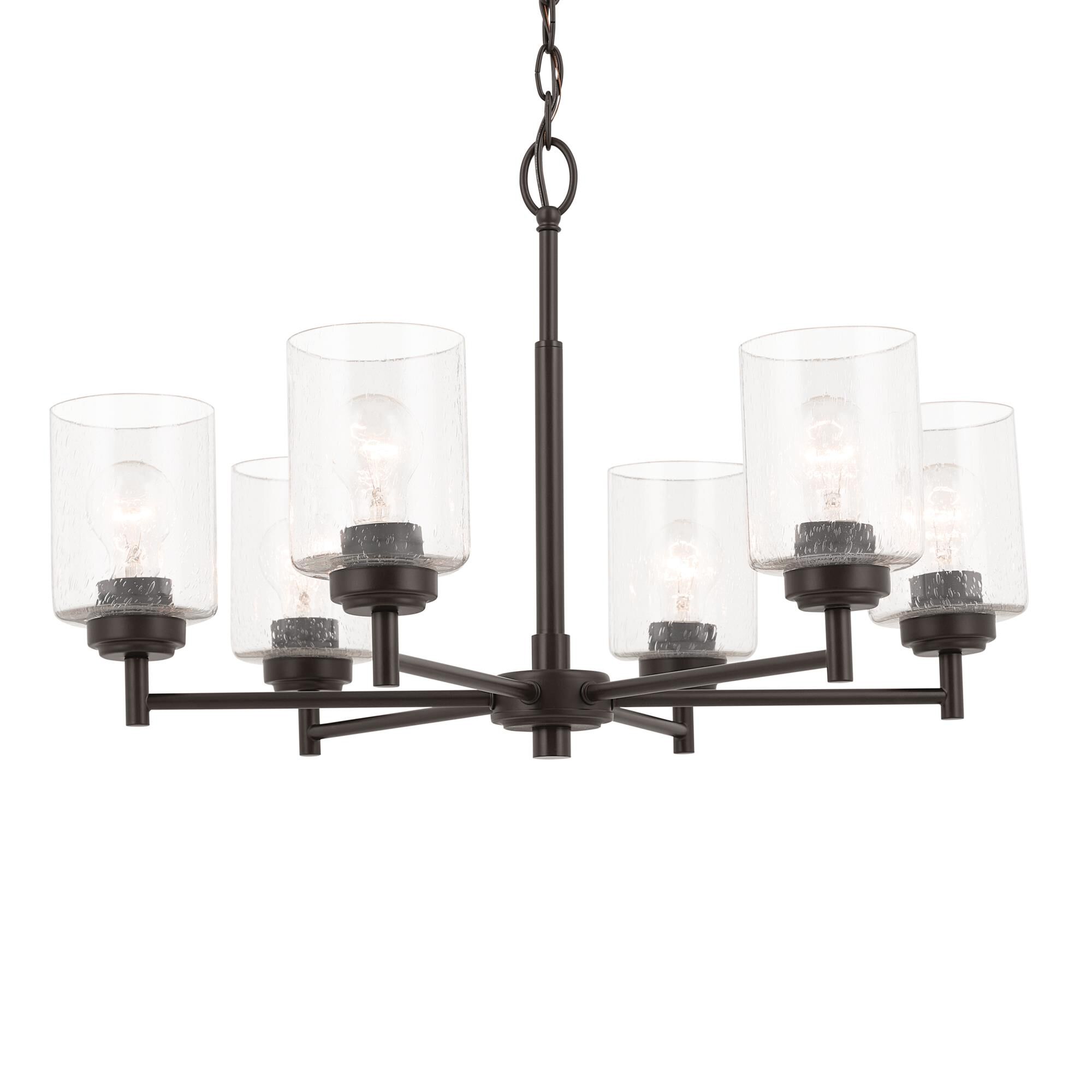 Shown in Bronze finish and Clear Seeded glass