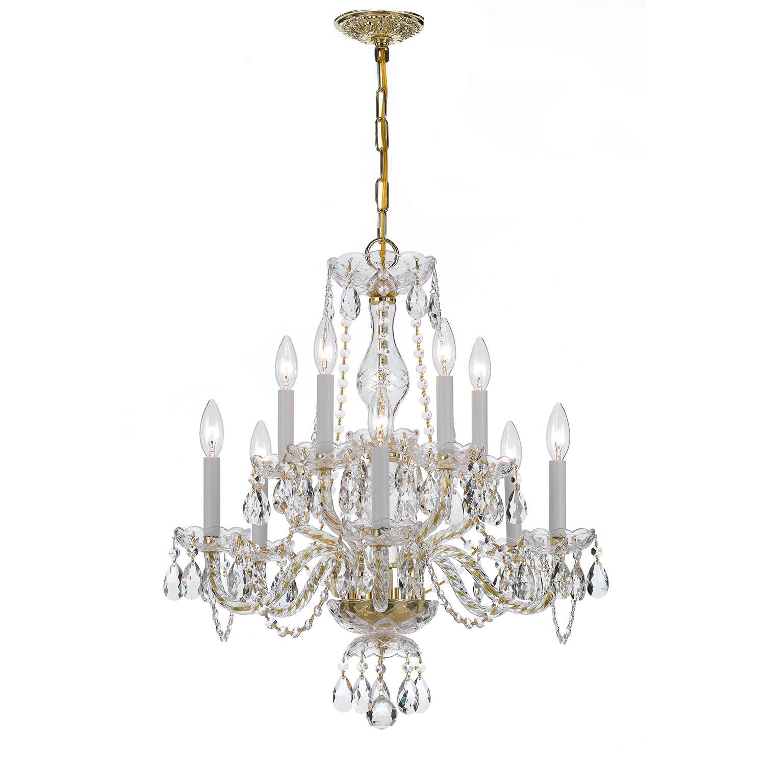Shown in Polished Brass finish and Clear Italian crystal