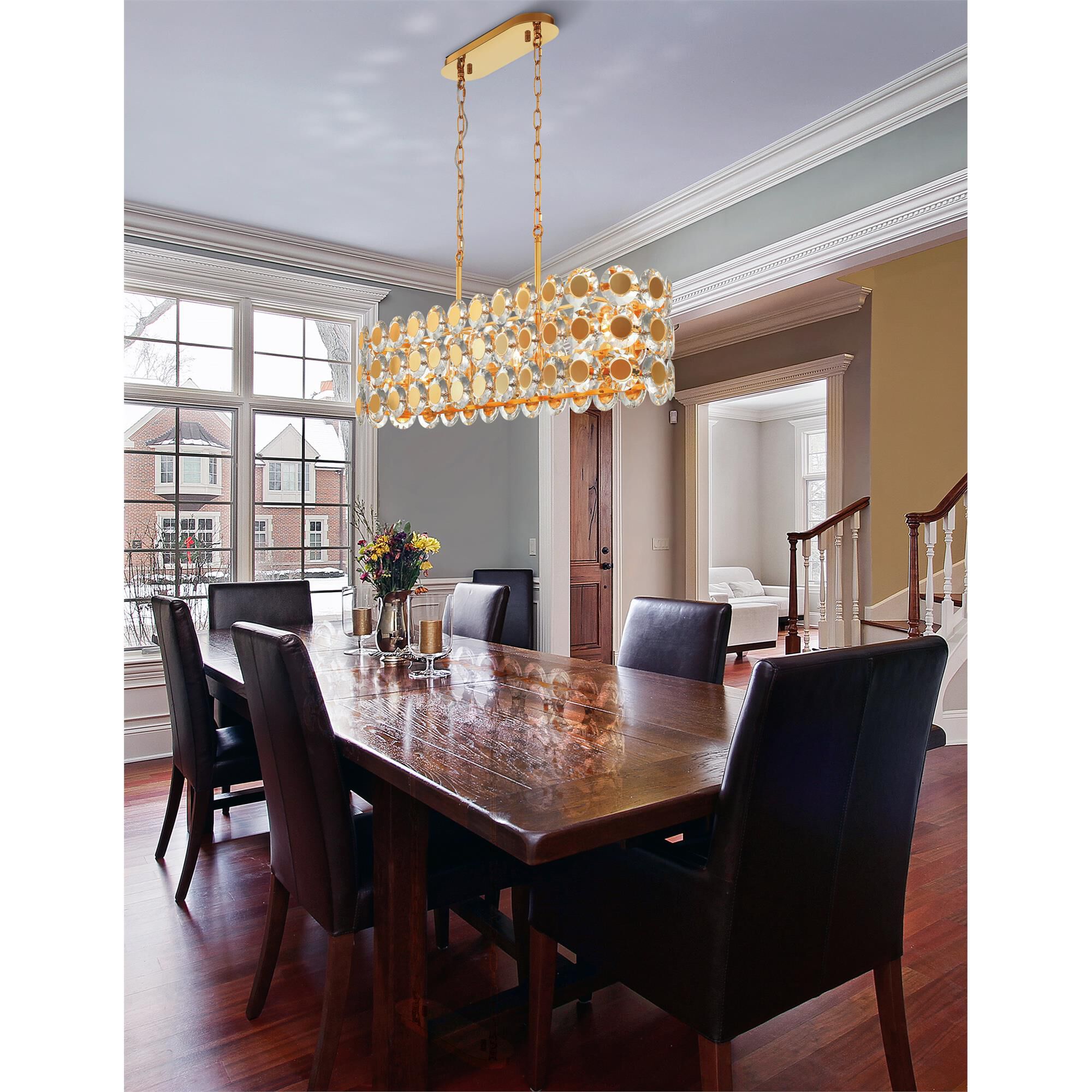 Shown in Gold finish and Clear crystal