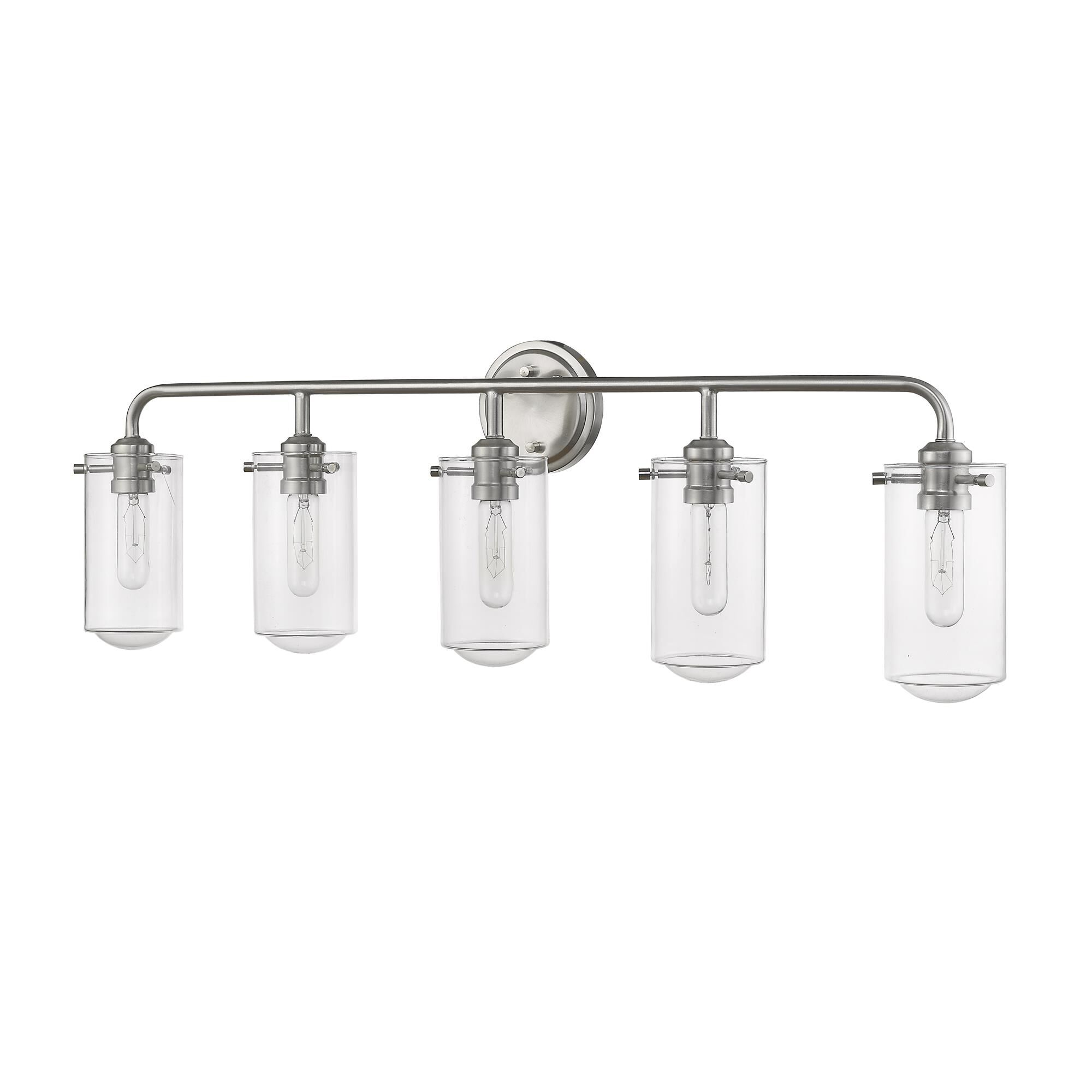 Shown in Brushed Nickel finish and Glass shade
