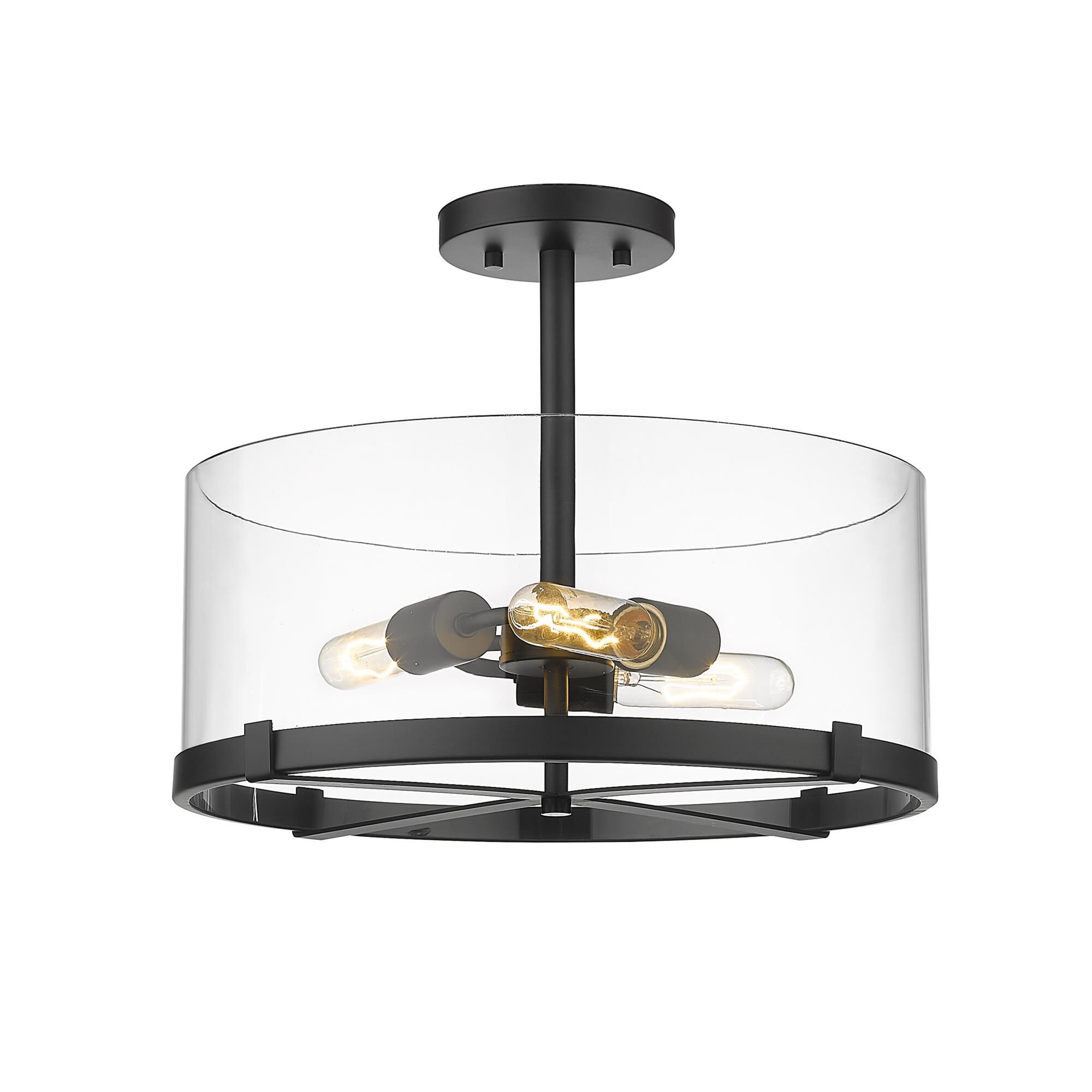 Shown in Matte Black finish and Glass shade