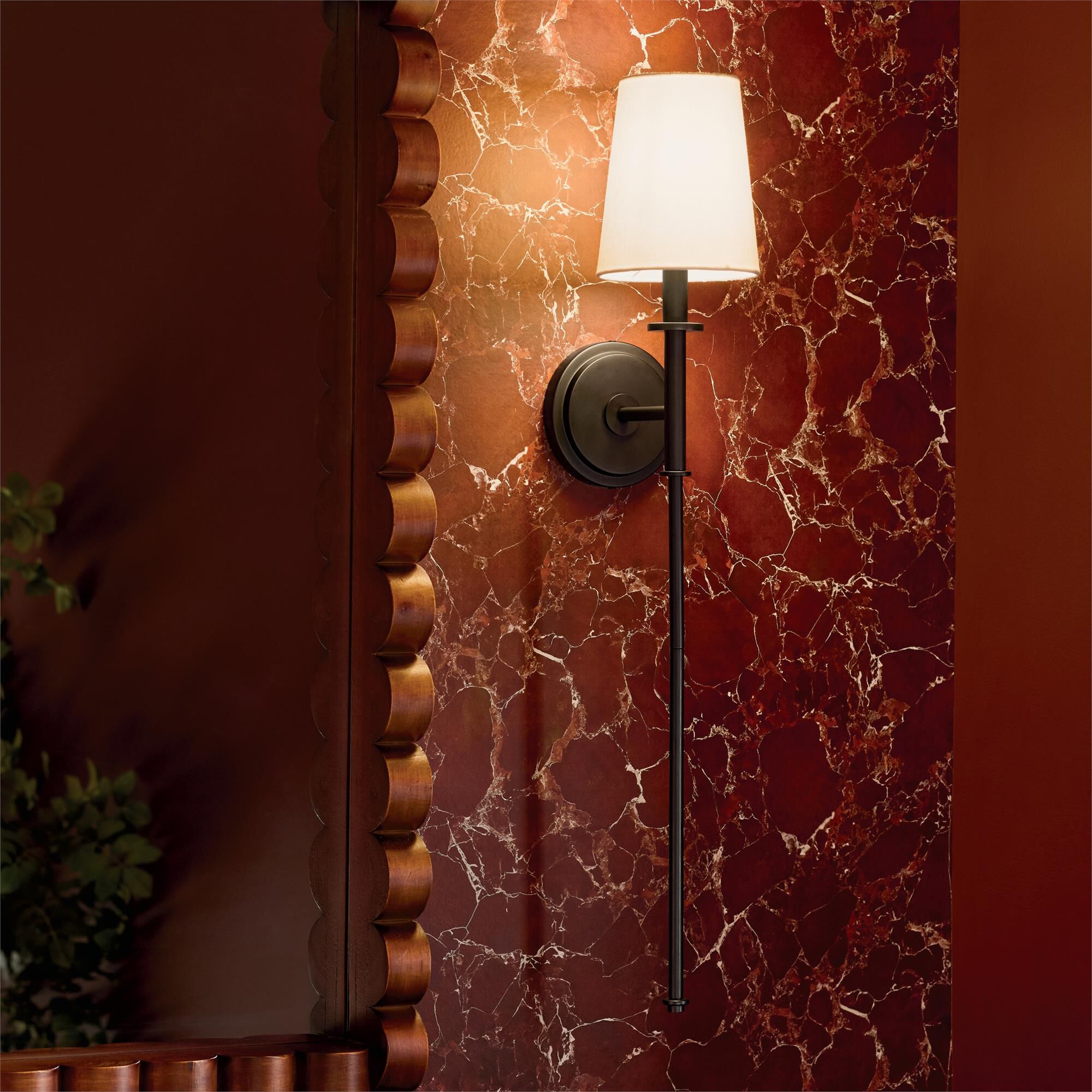 Shown in Black finish and Fabric shade