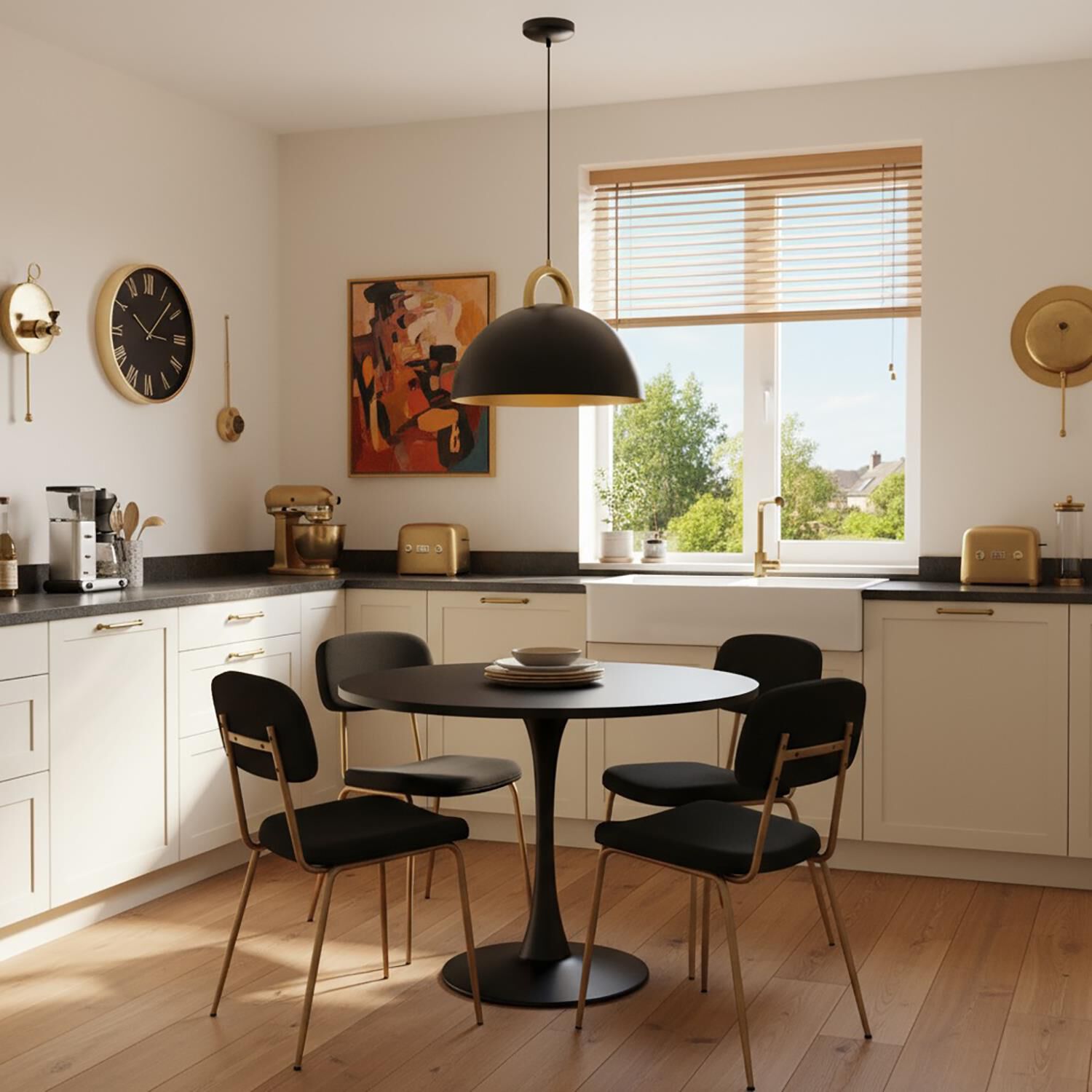 Shown in Black and Rust Brass finish and Black shade