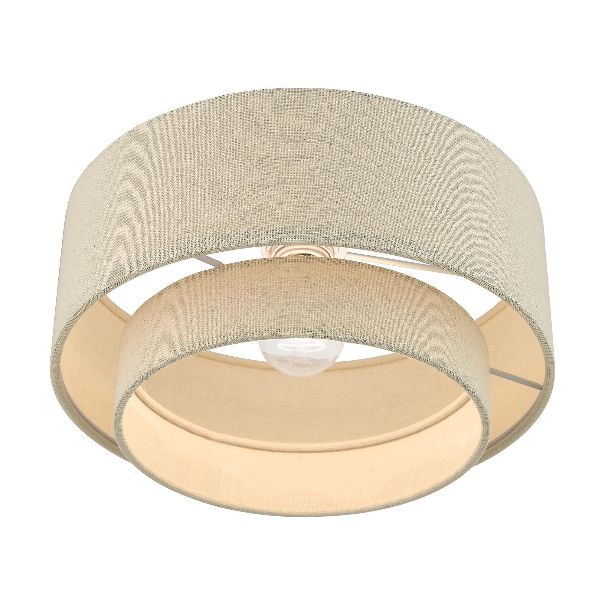 Shown in Antique Gold Leaf finish and Hand Crafted Parchment Color Hardback Fabric shade