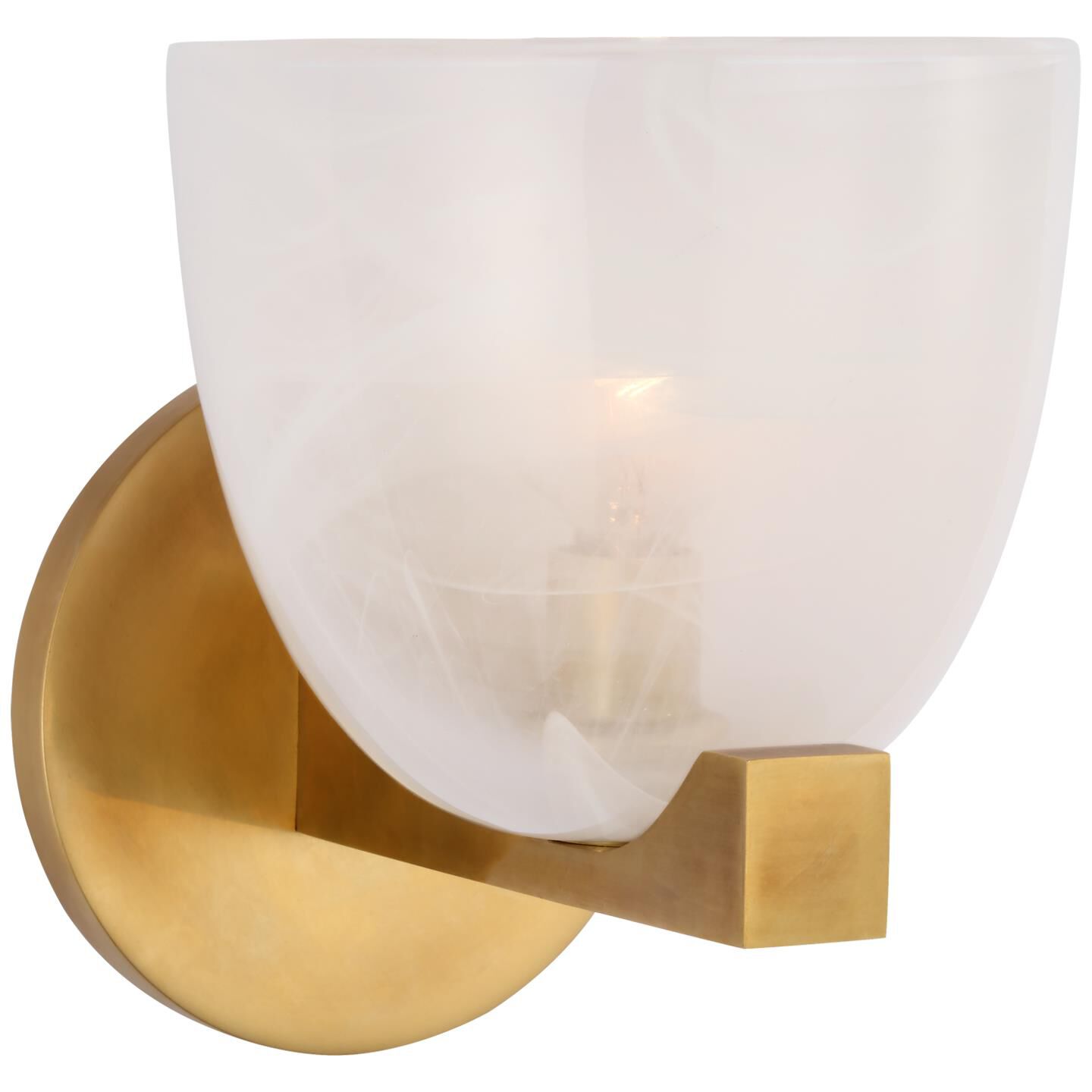 Shown in Hand-Rubbed Antique Brass finish and White Stripe glass
