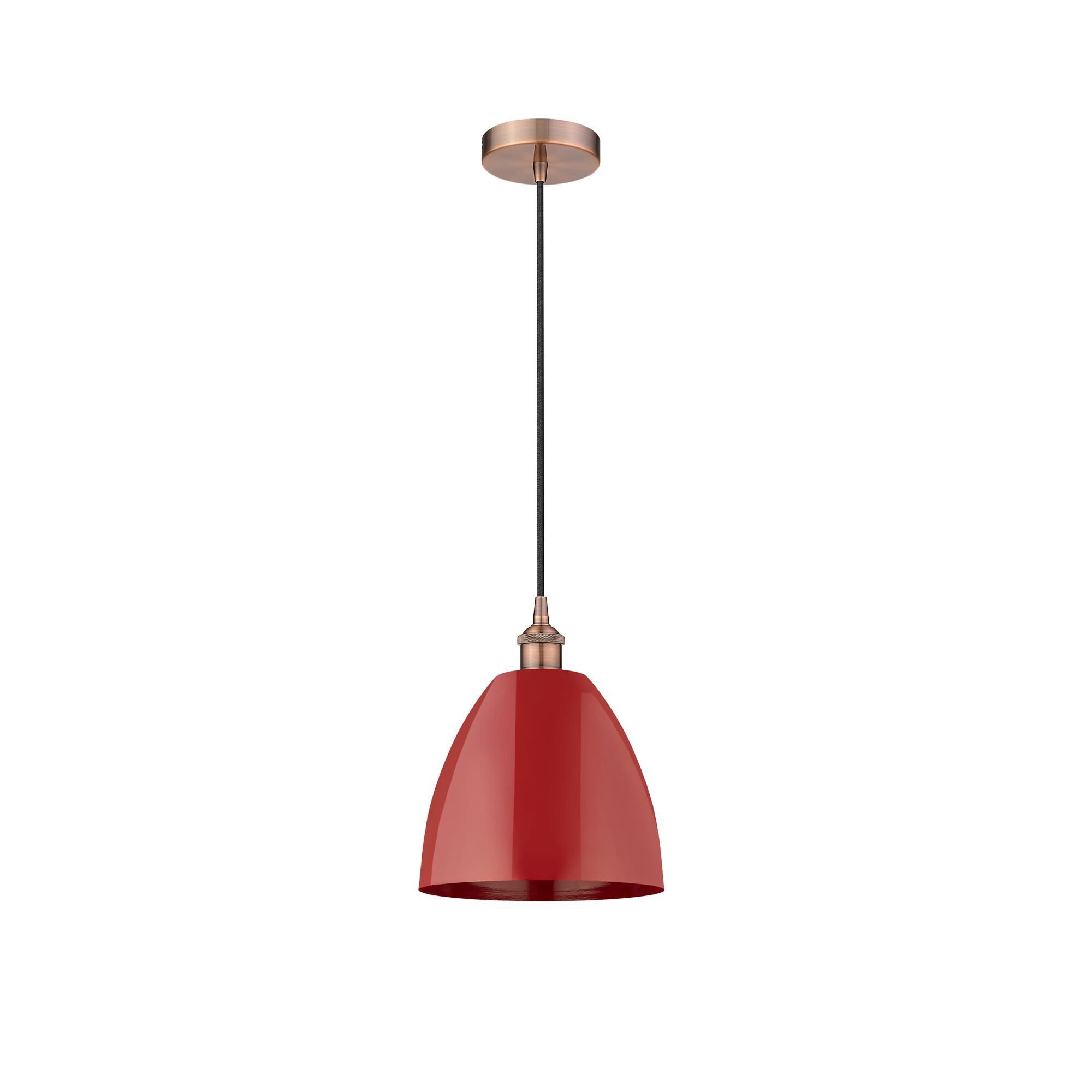 Shown in Antique Copper finish and Red Plymouth Dome shade
