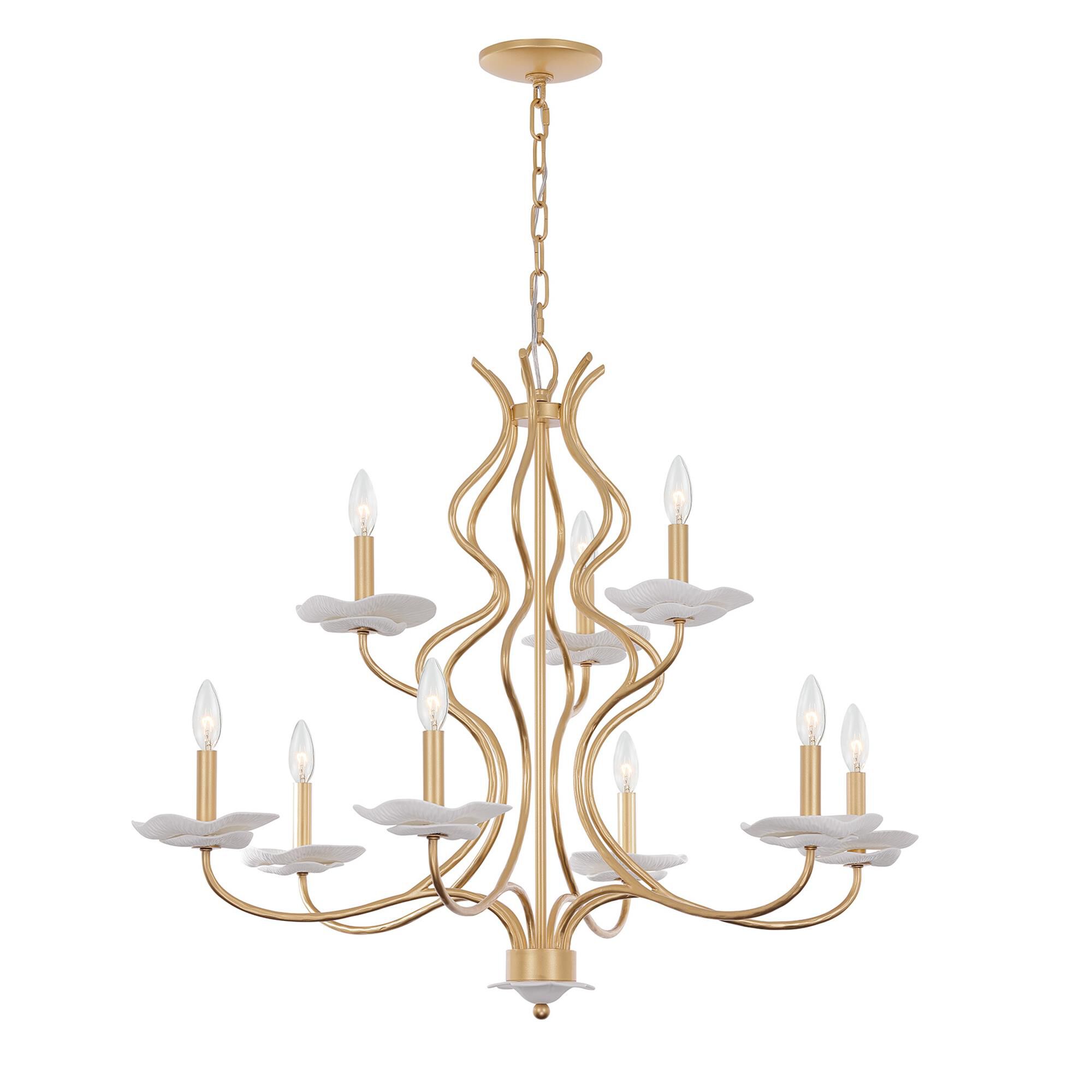 Shown in Royal Gold finish and Ceramic Flowers glass