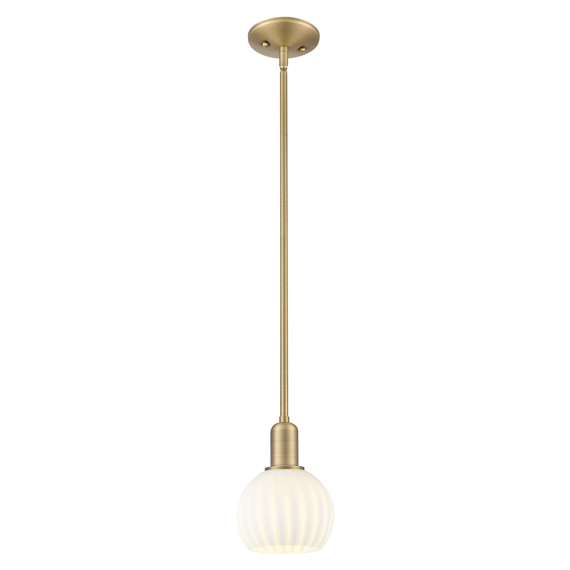 Shown in Brushed Brass finish and White Venetian glass
