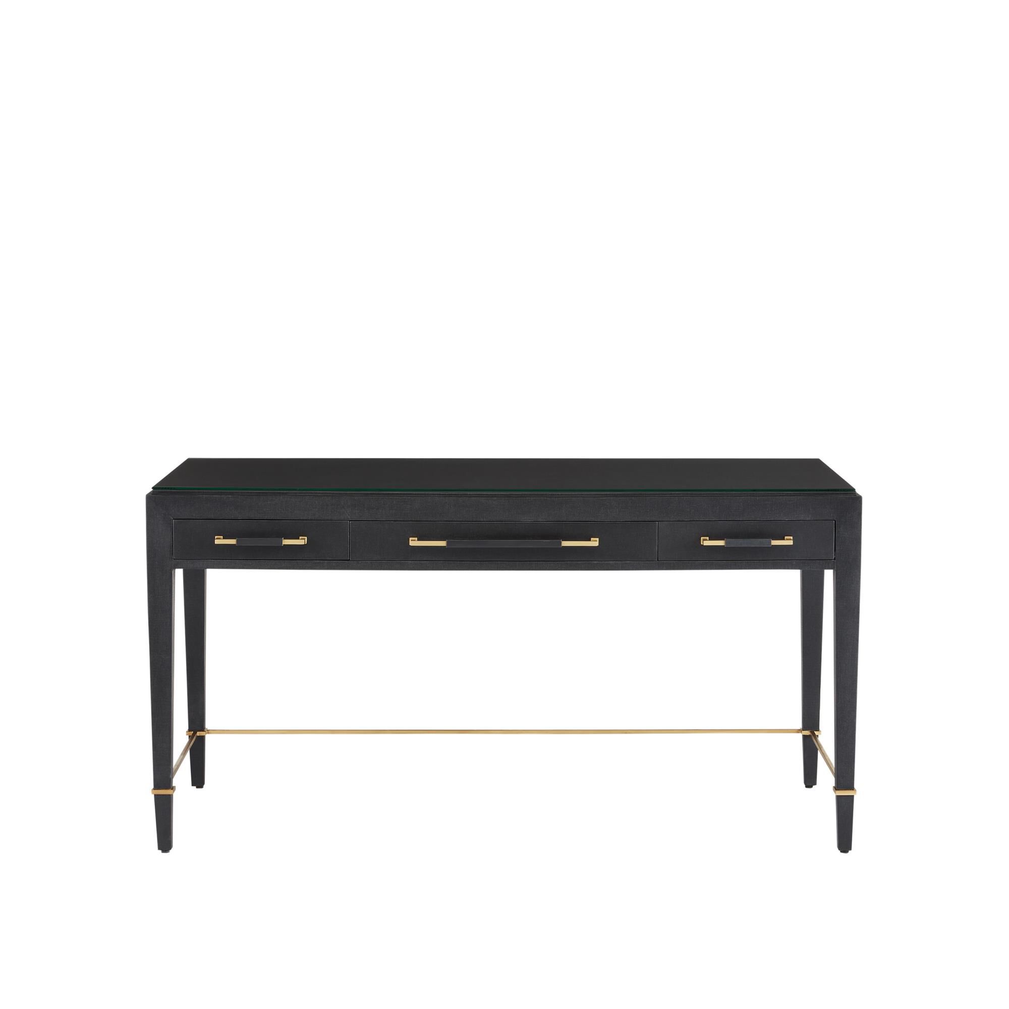Shown in Black Lacquered Linen/Champagne Metal finish