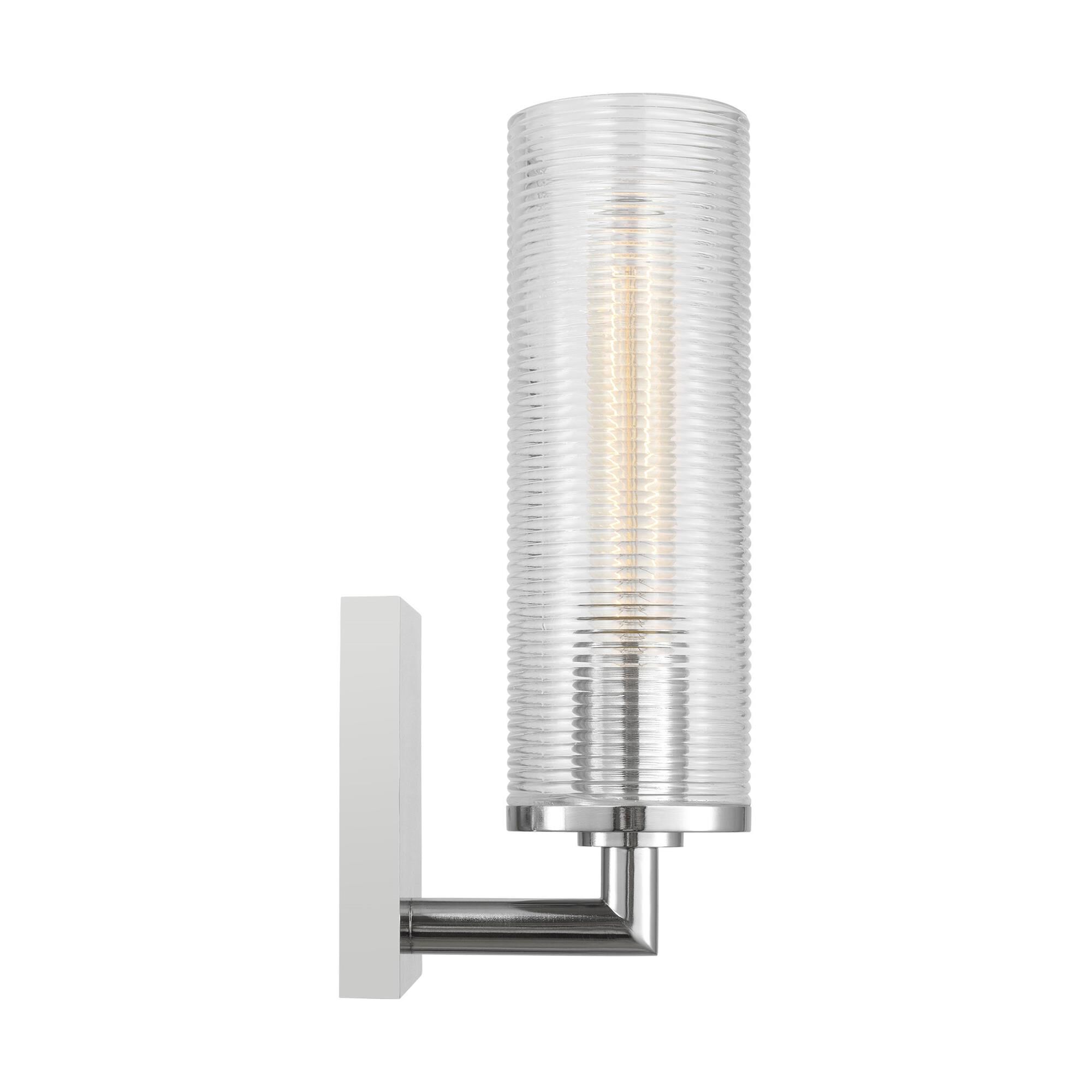 Shown in Chrome finish and Clear Ribbed glass