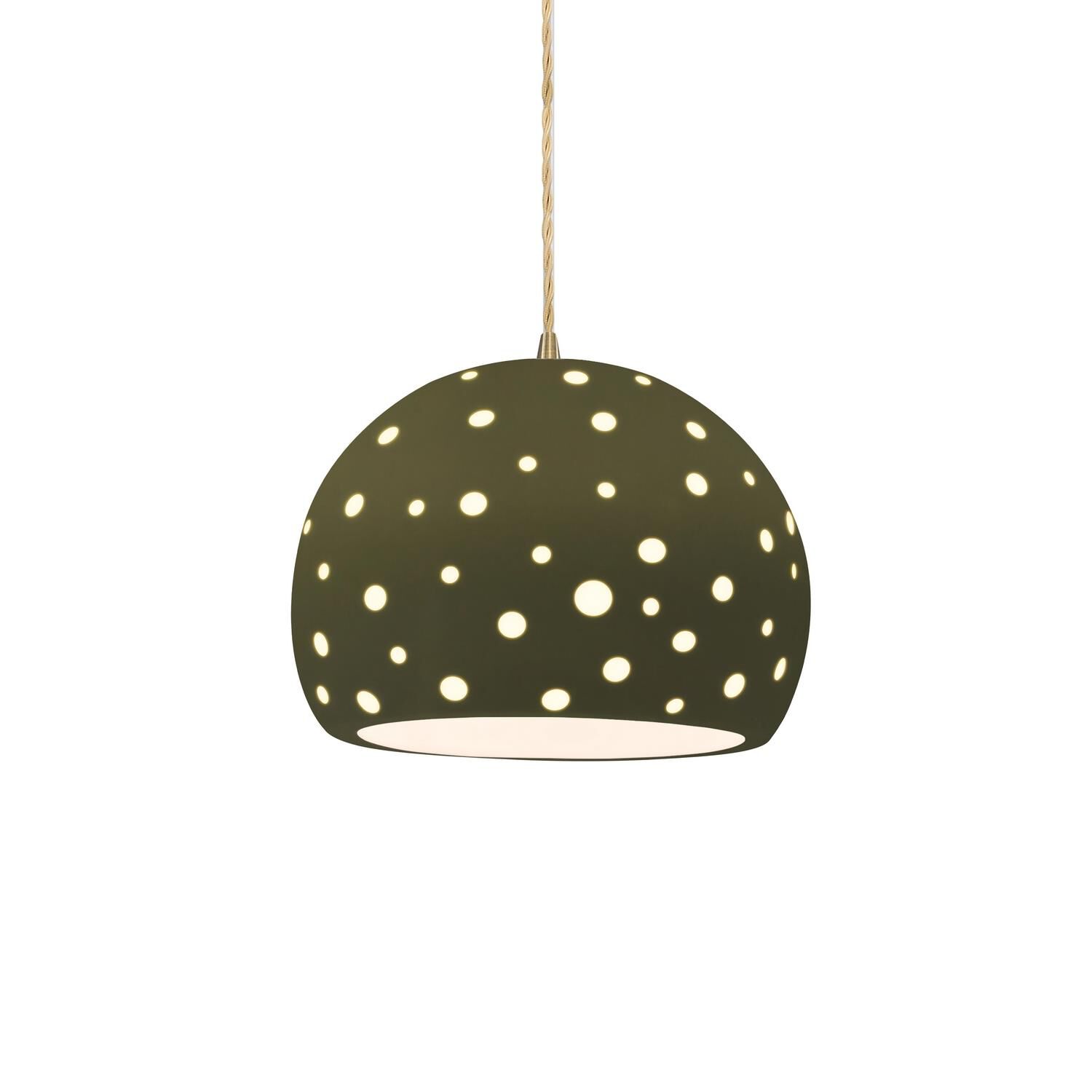Shown in Antique Brass finish and Matte Green shade