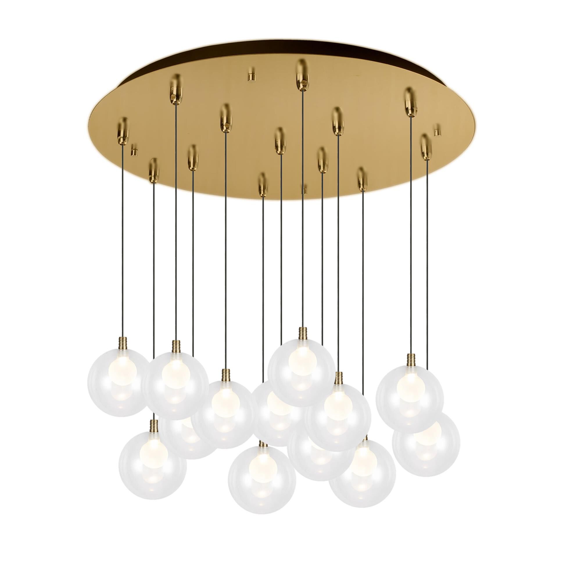 Shown in Brushed Gold finish and Clear glass
