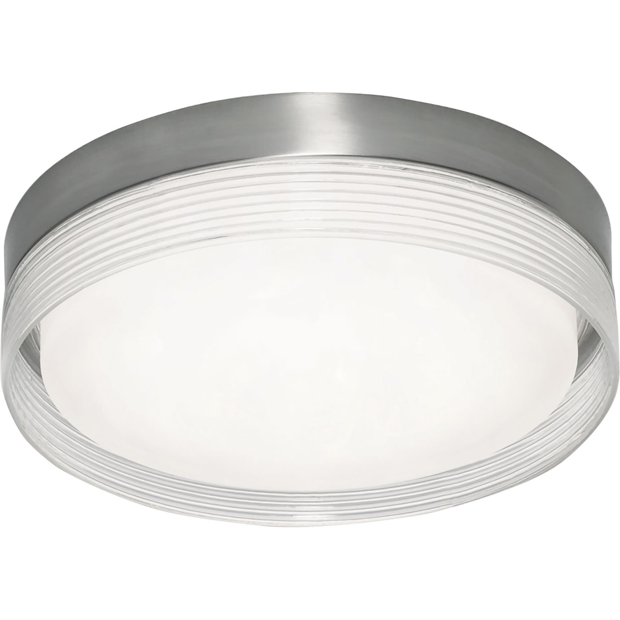 Shown in Satin Nickel finish and White Acrylic shade