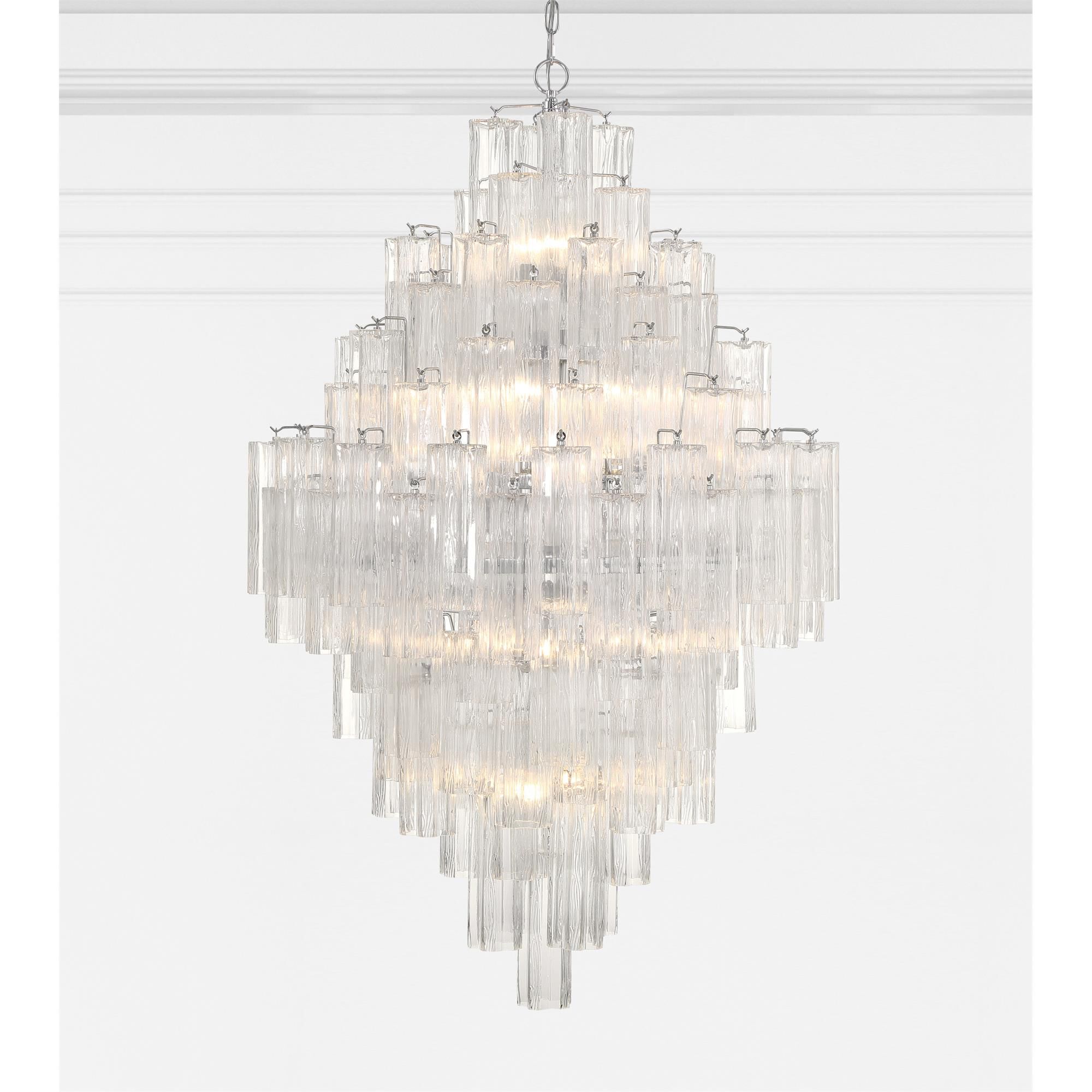 Shown in Polished Chrome finish and Tronchi Glass Clear crystal