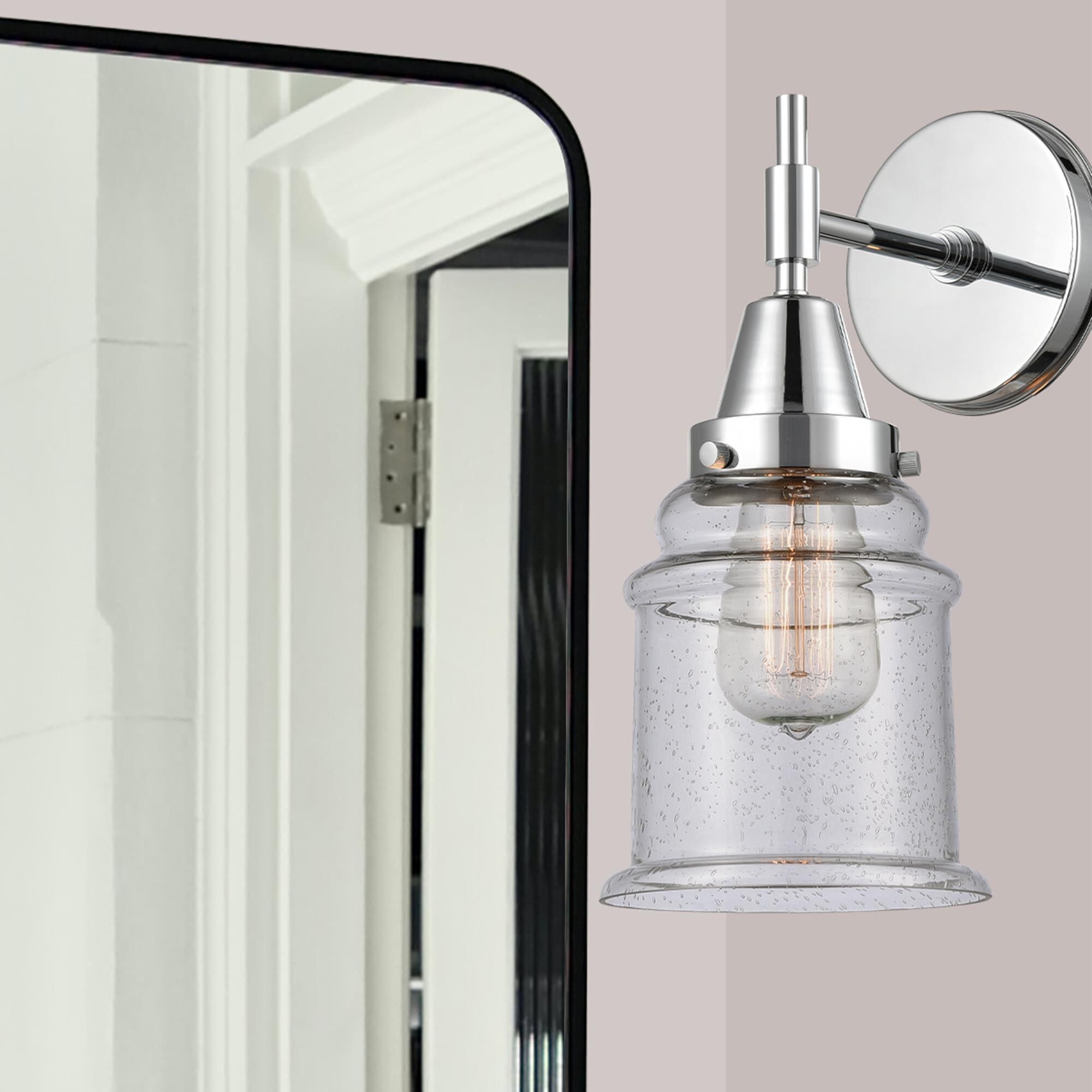 Shown in Polished Chrome finish and Seedy Large Cone glass