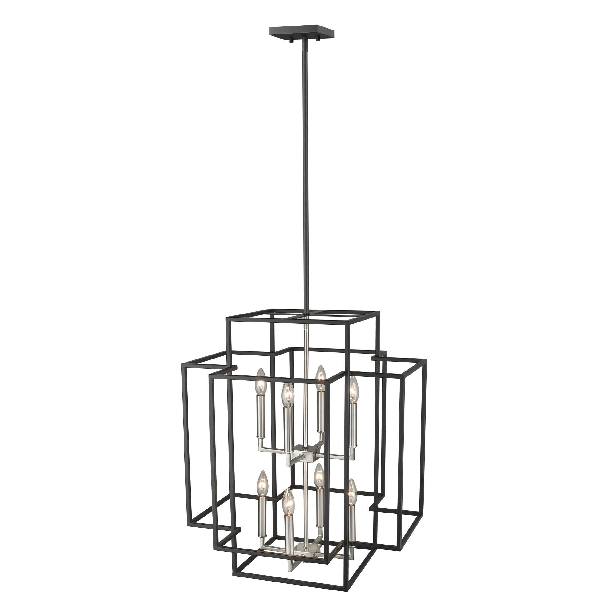 Shown in Black + Brushed Nickel finish and --- glass and --- shade