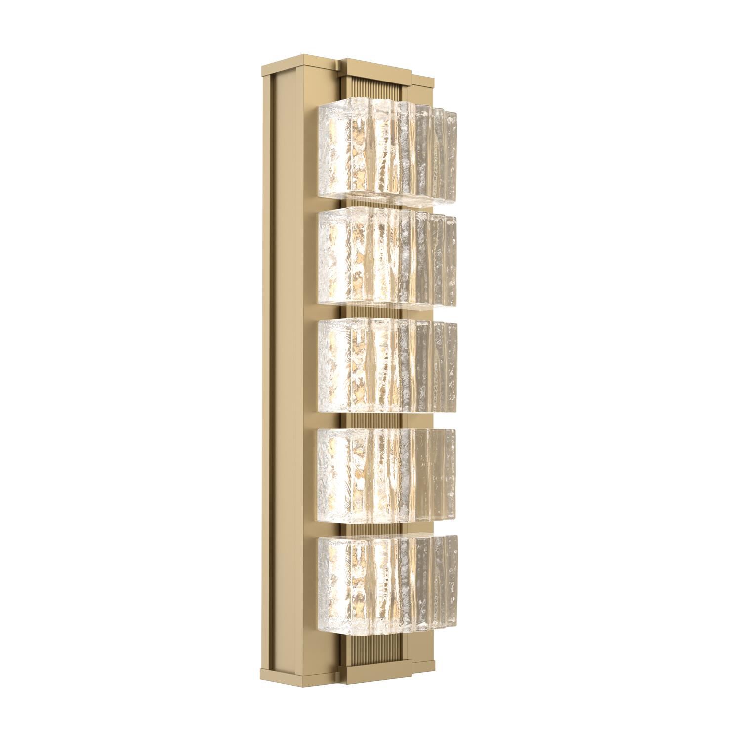 Shown in Gilded Brass finish and Clear Ribbed glass and None accent