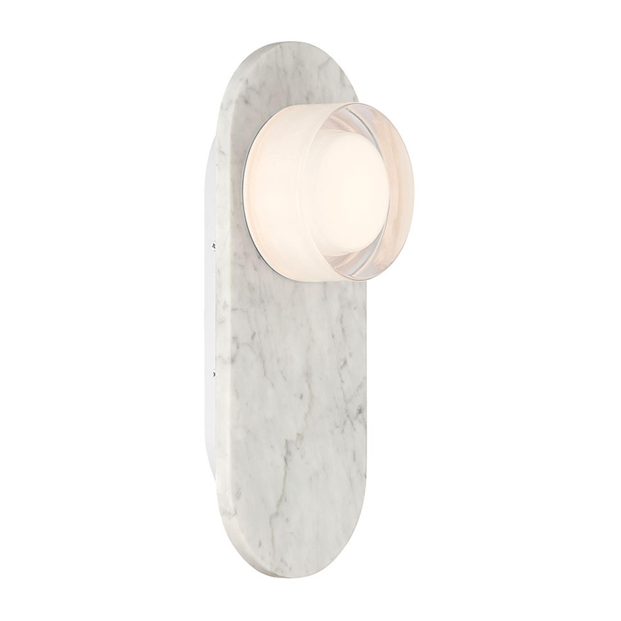 Shown in Marble White finish and Clear Smooth glass