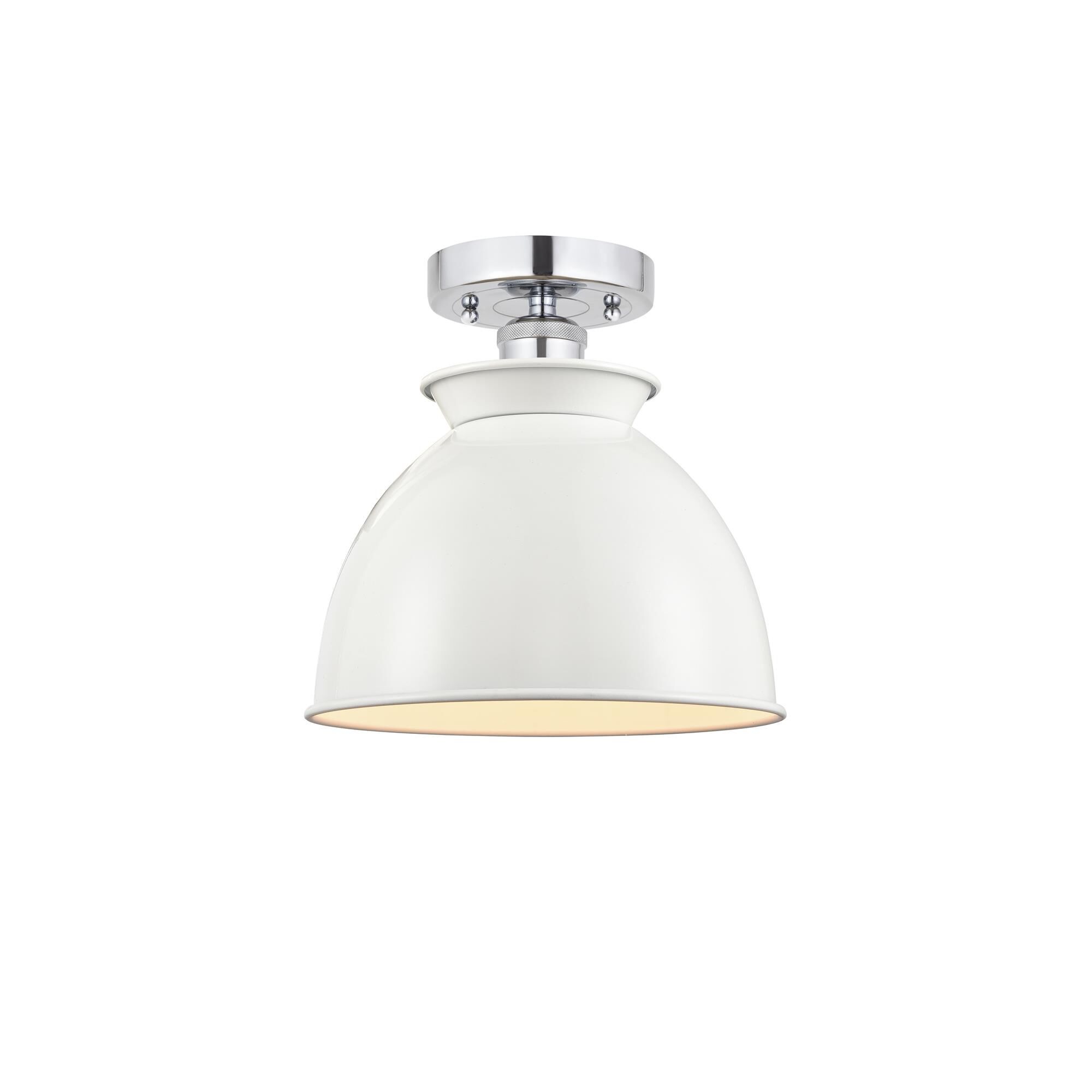 Shown in Polished Chrome finish and Glossy White Metal shade