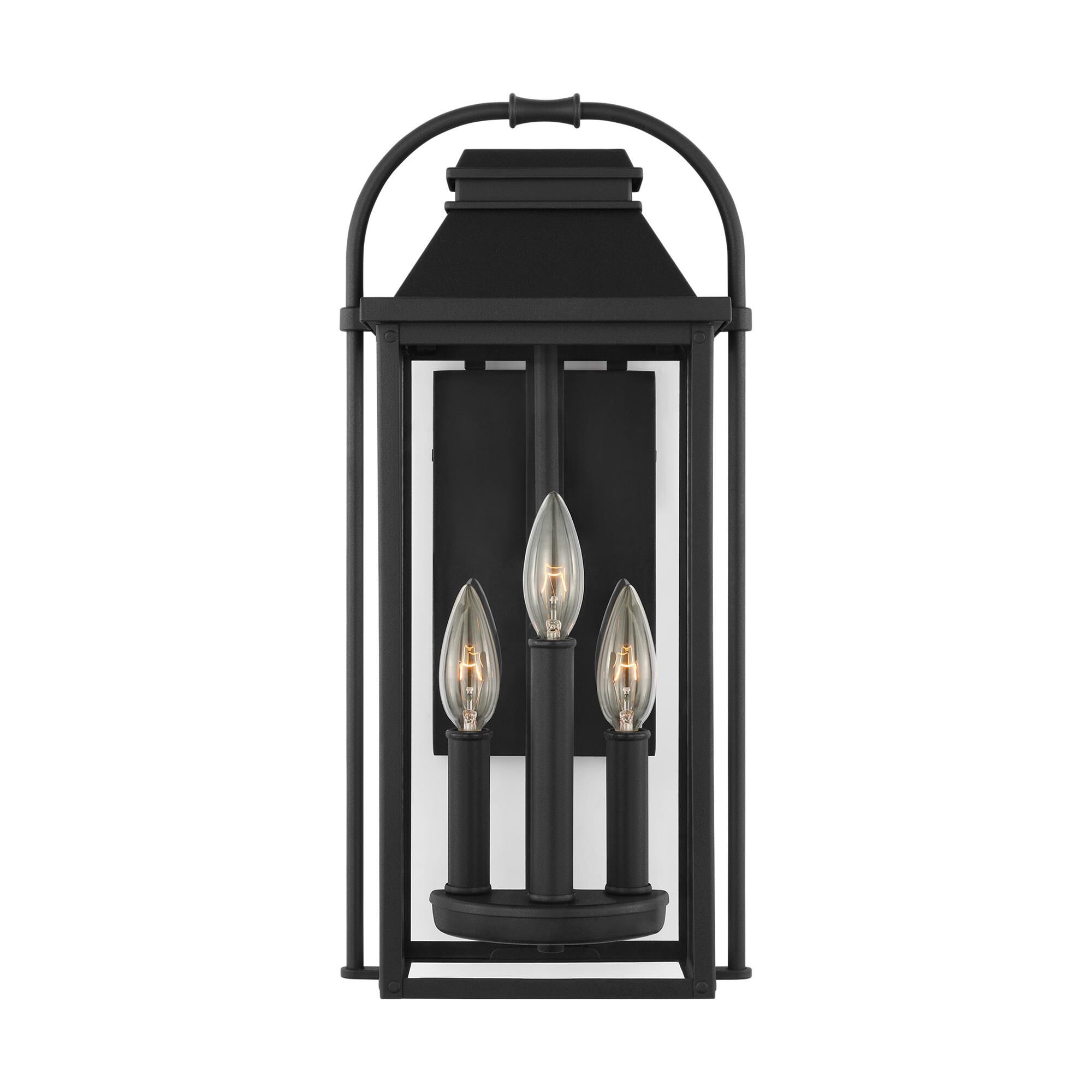 Shown in Textured Black finish and Clear Glass Panels And Clear Glass Panels shade
