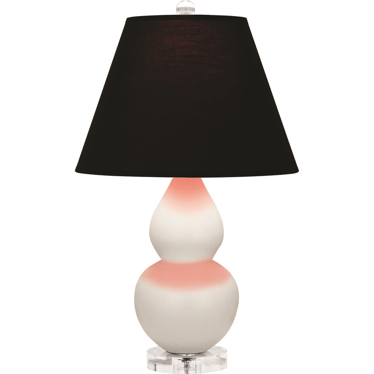 Shown in Matte Lily finish and Ink Black with Rose Red Lining shade and Lucite accent