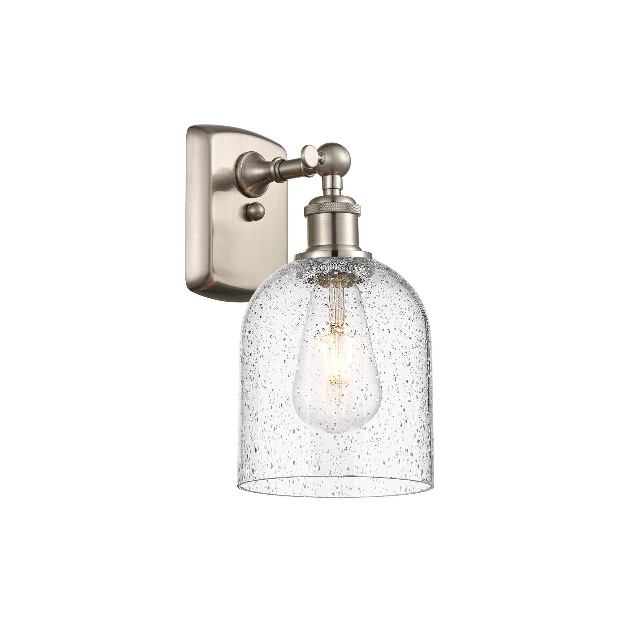 Shown in Brushed Satin Nickel finish and Seedy glass