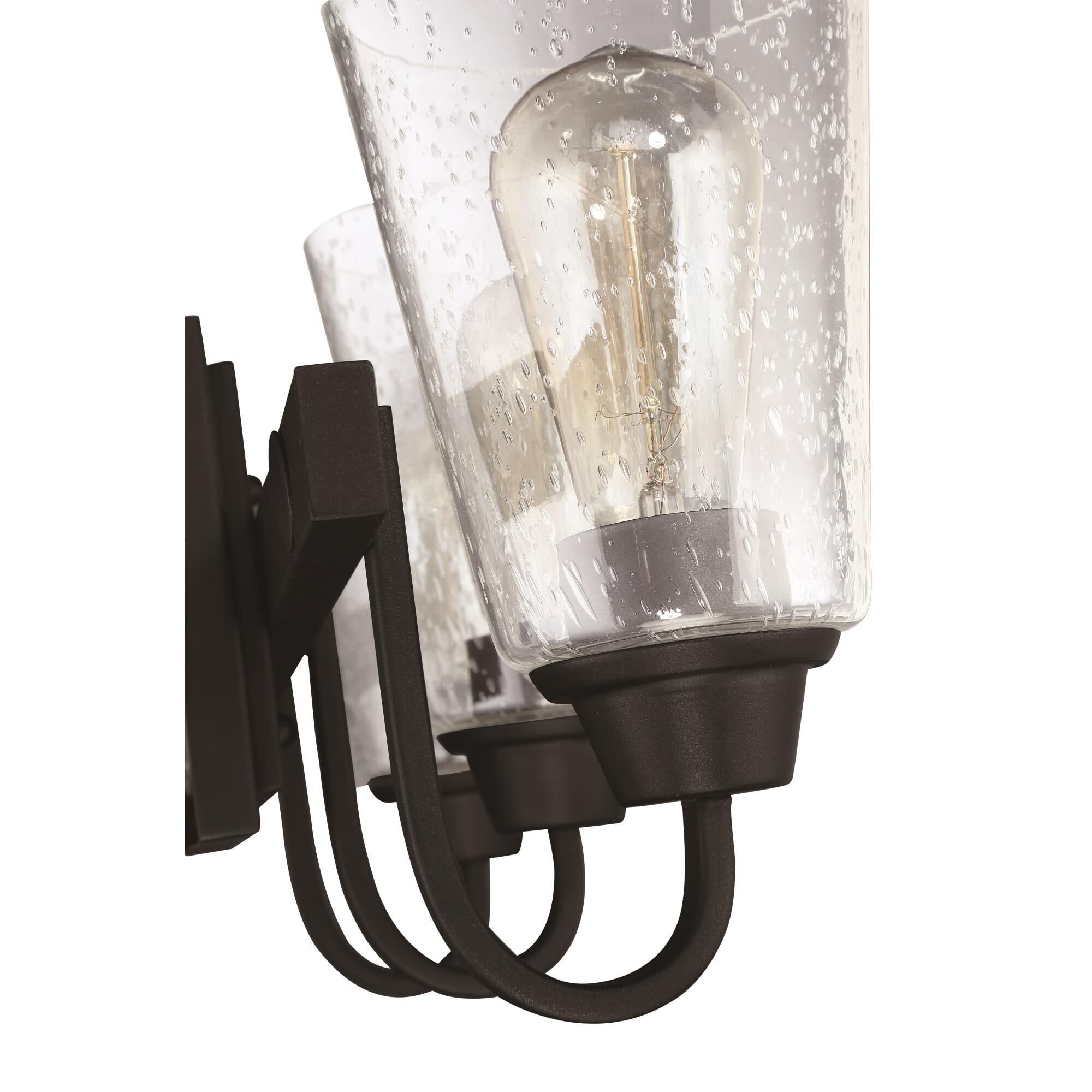 Shown in Espresso finish and Clear Seeded glass and Glass shade