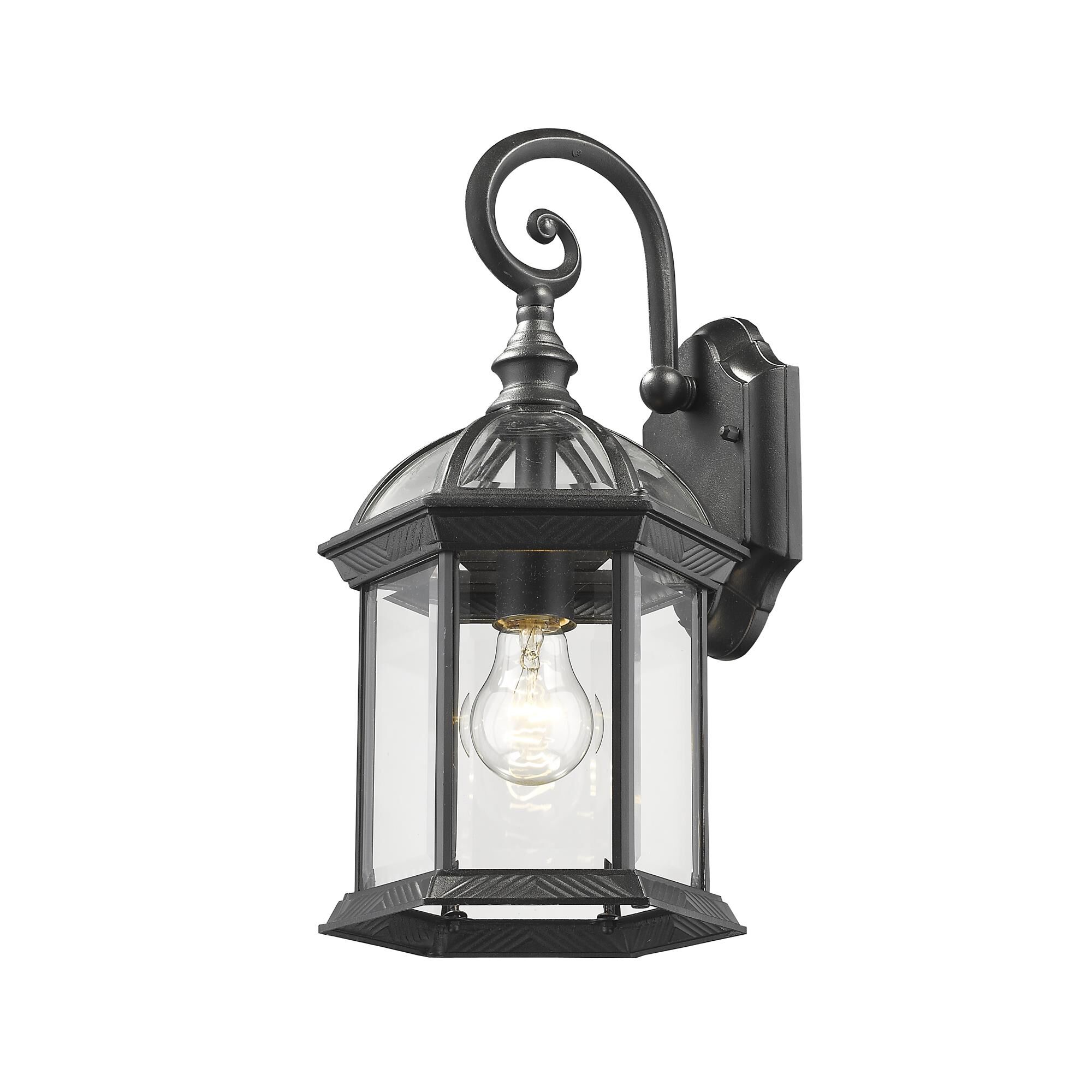 Shown in Black finish and Glass shade