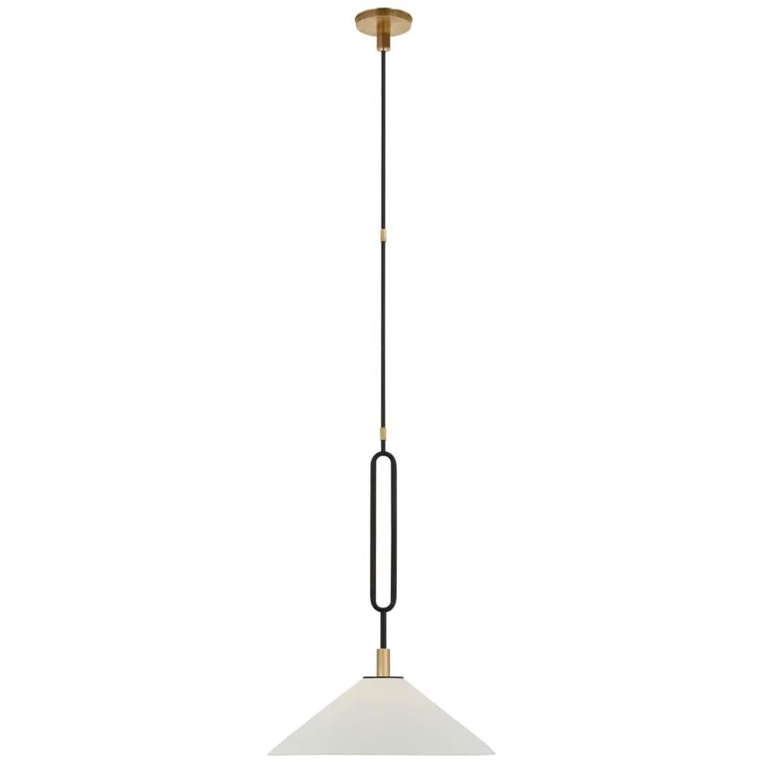 Shown in Antique Brass finish and Bisque shade
