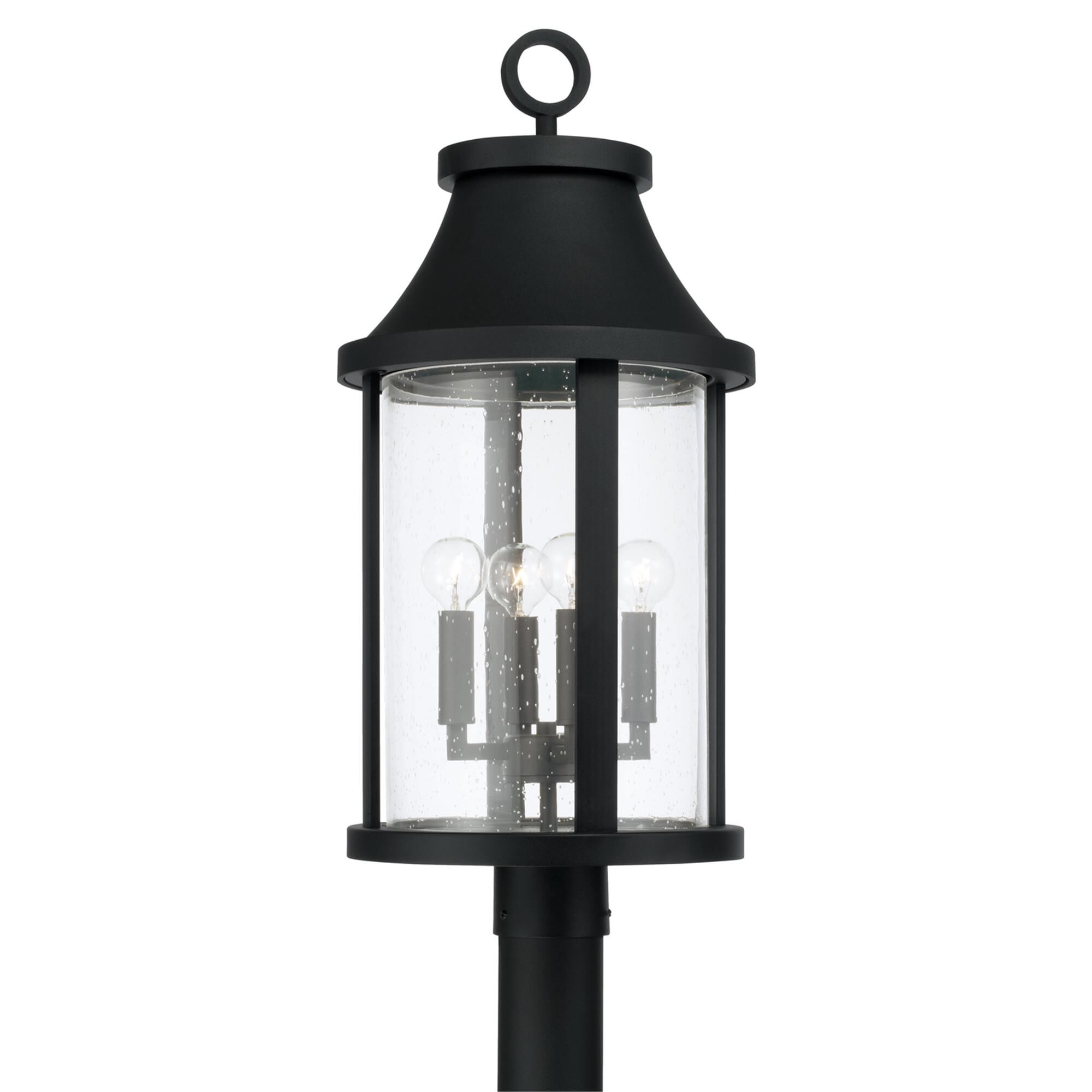 Shown in Black finish and Clear Seeded glass