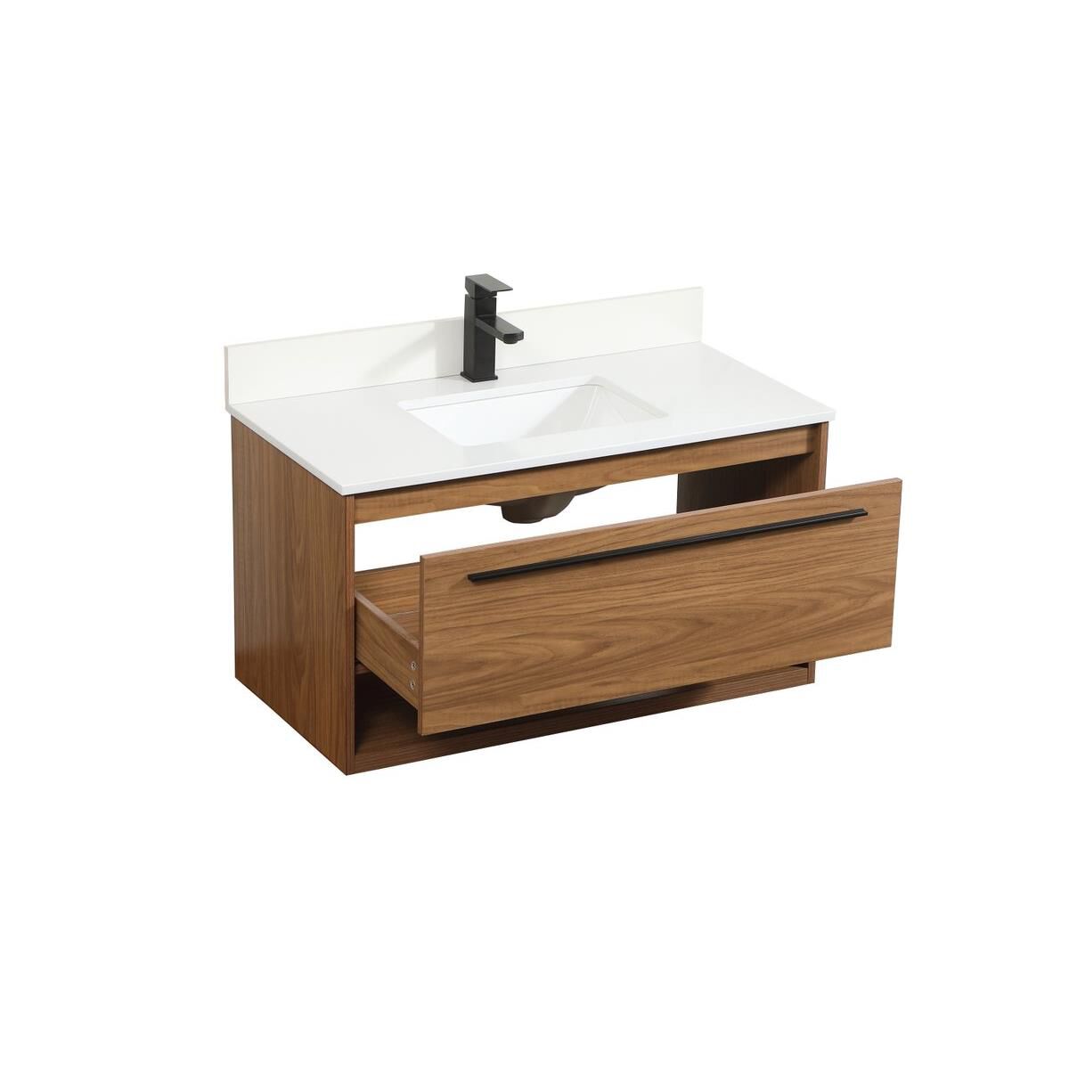Shown in Walnut Brown finish and With Backsplash accent