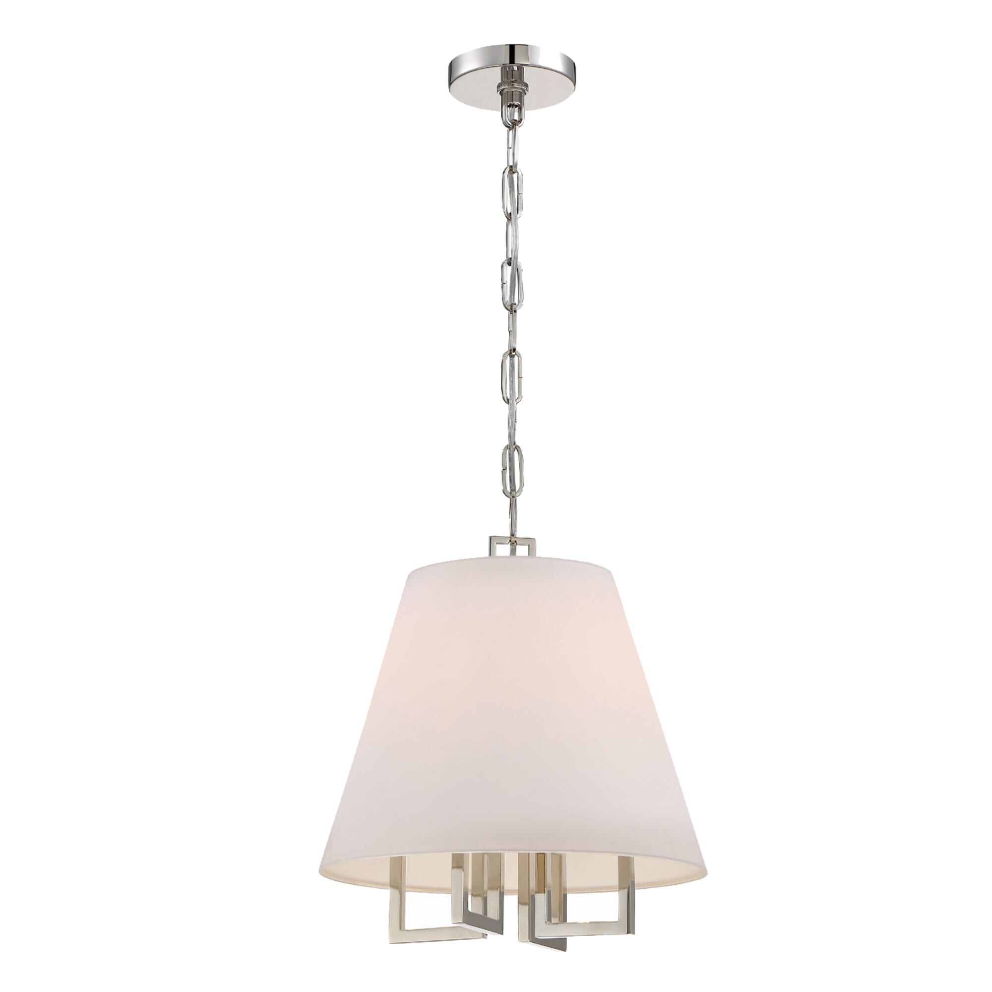 Shown in Polished Nickel finish and Silk glass and Silk shade