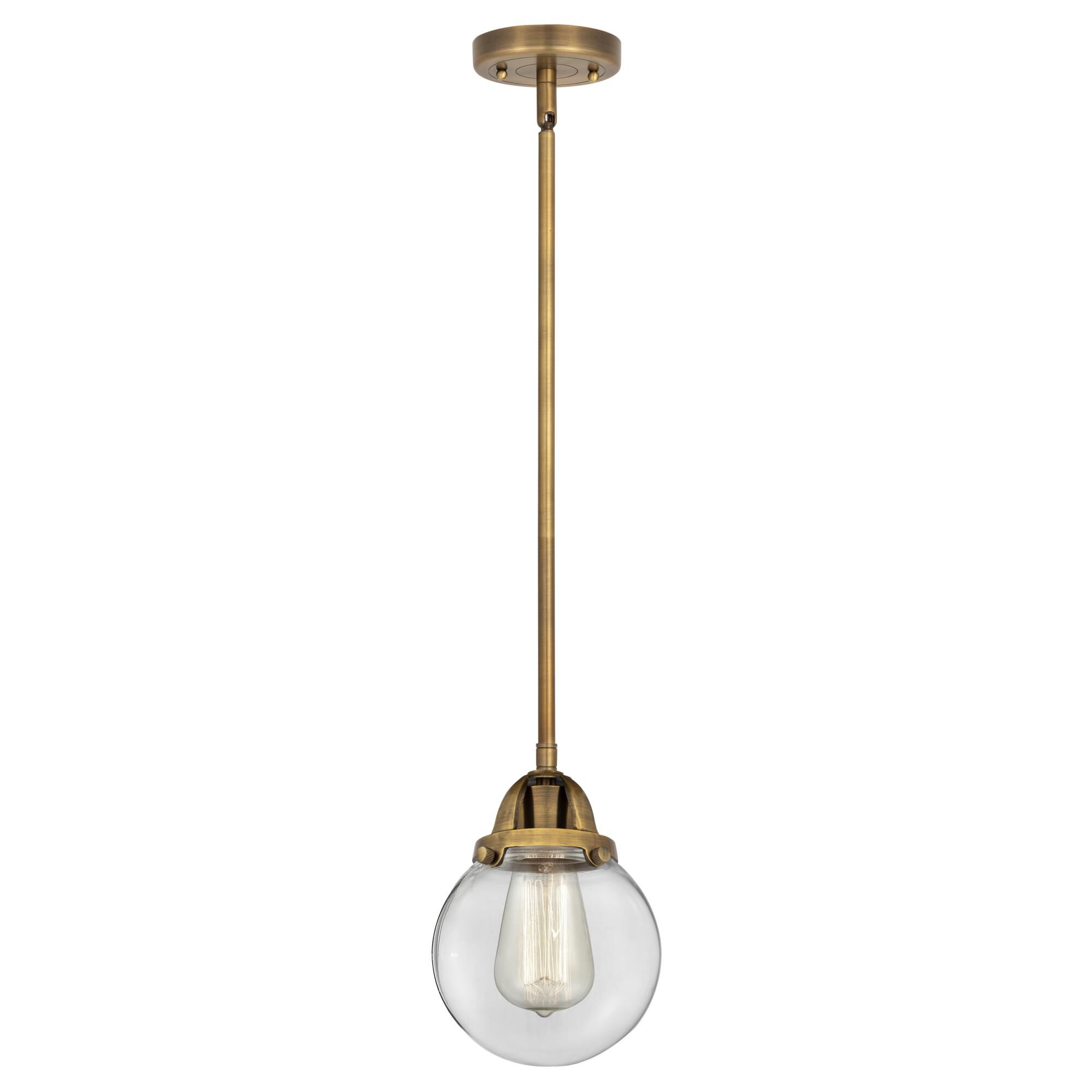 Shown in Brushed Brass finish and Clear Beacon glass and No Shade shade