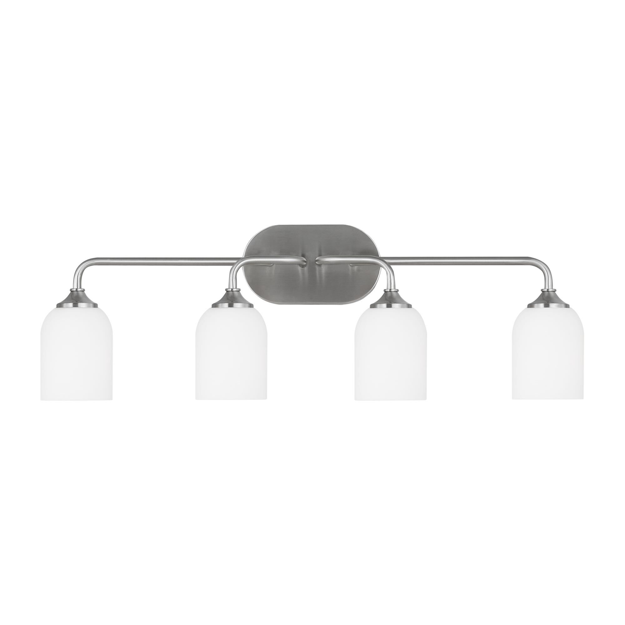 Shown in Brushed Steel finish and Etched / White Inside Glass s shade